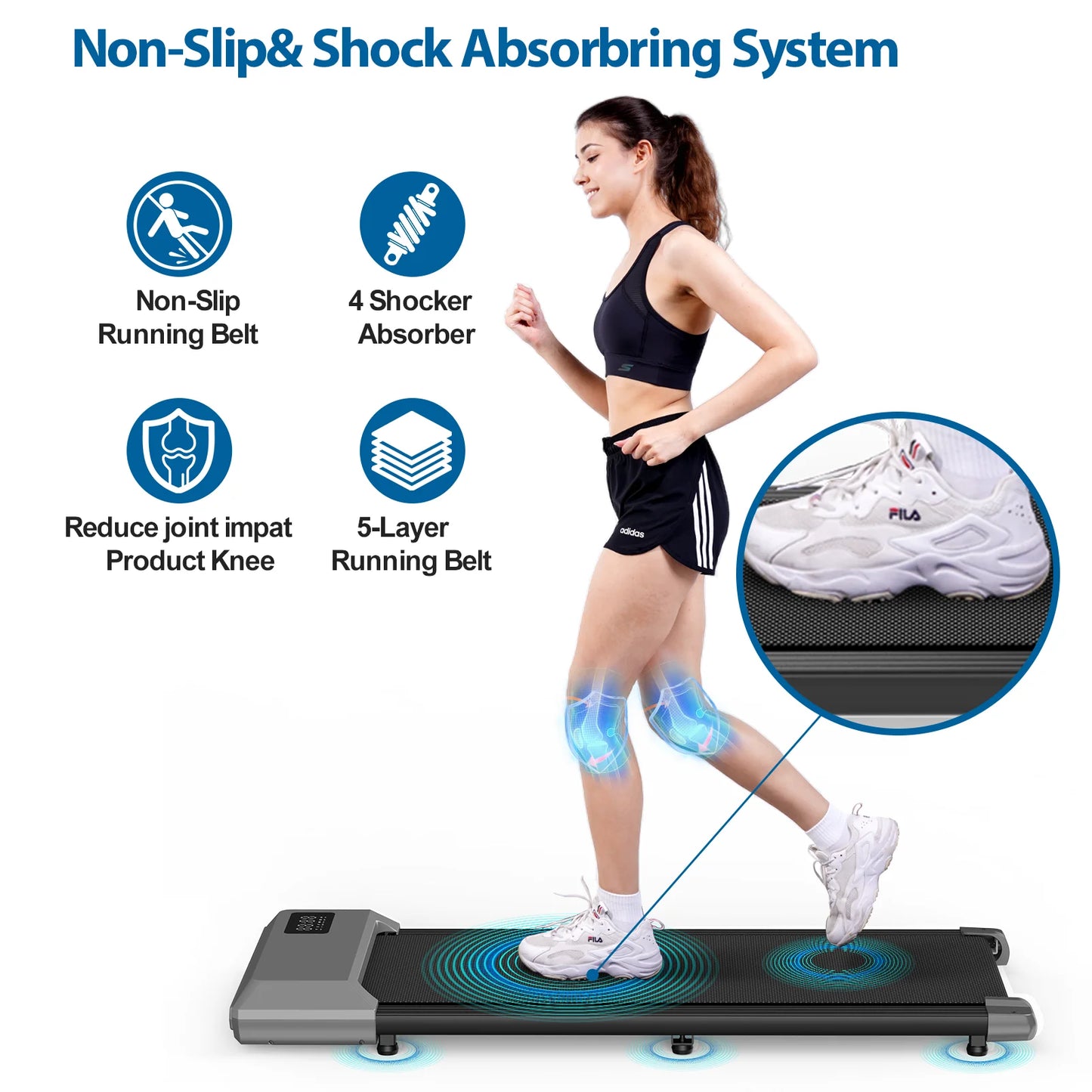 Walking Pad Mini Treadmill Under Desk Exercise Machine Max 250 Lbs