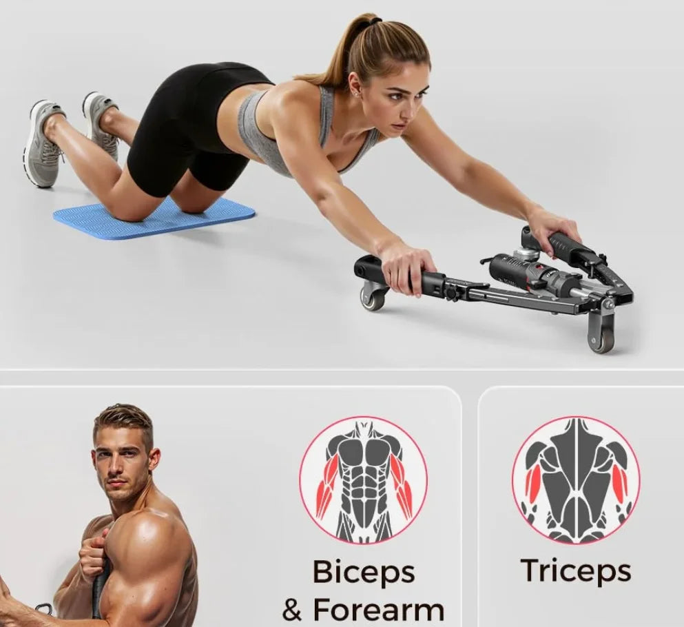 Home Workout Trainer With Resistance And Ab Wheel System