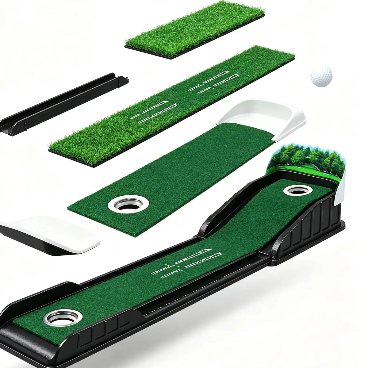 Portable Golf Practice Mat With Automatic Ball Return System