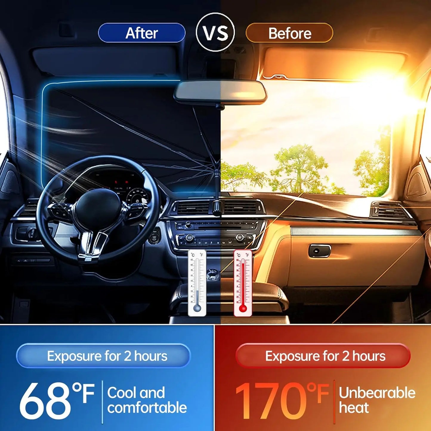 Foldable Car Sun Shade UV Block Windshield Cover Heat Insulation