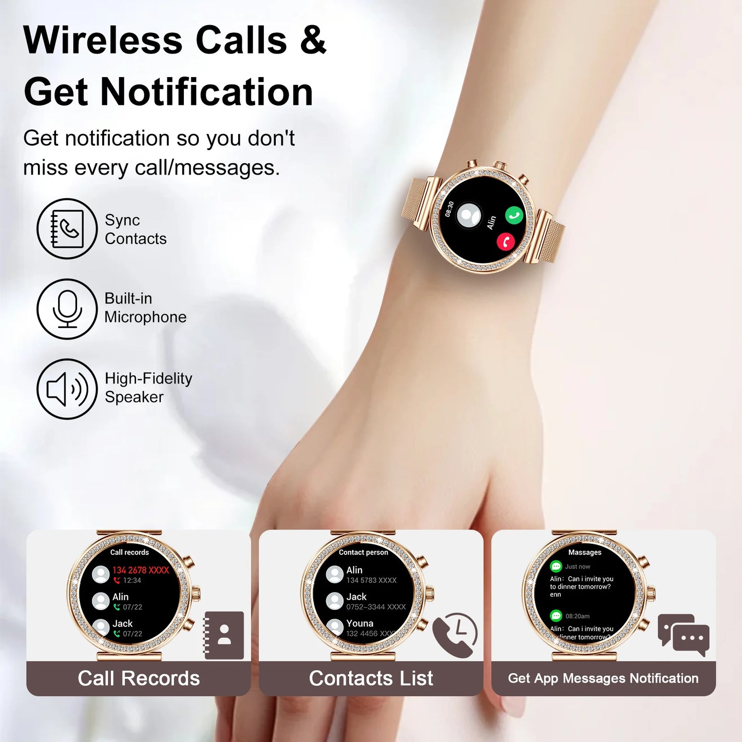 INNOFOVO Touchscreen Smartwatch With Wireless Calls And Fitness Features