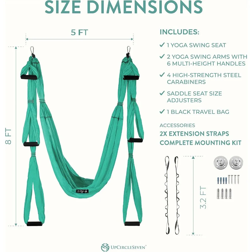 UpCircleSeven Aerial Yoga Swing With Ceiling Mount And Padded Handles