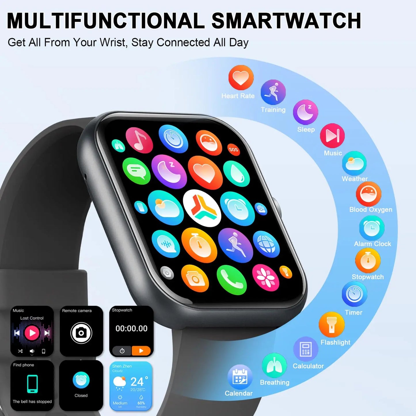 Nerunsa Smart Watch With Call Function Fitness Tracker Sleep Monitor IP68