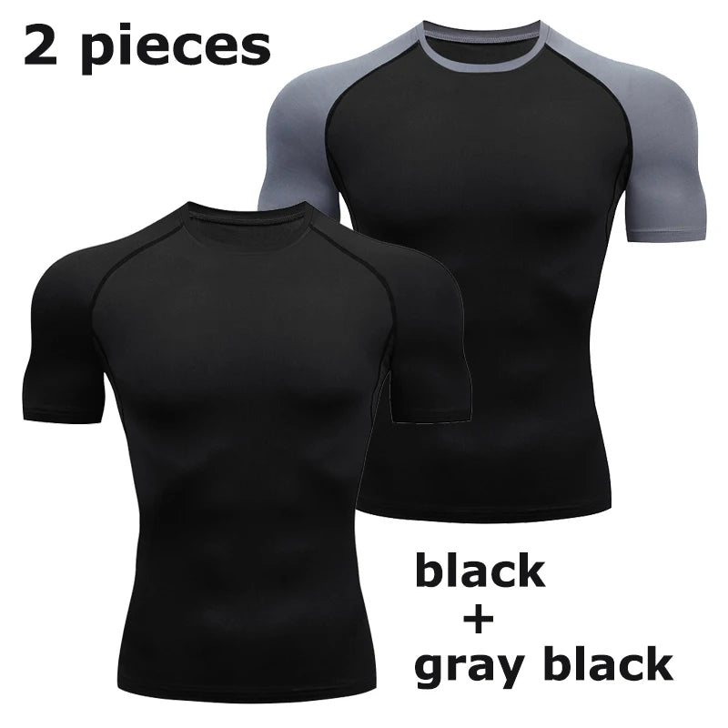 Men's Compression Shirt Short Sleeve Gym Top for Workout Fitness