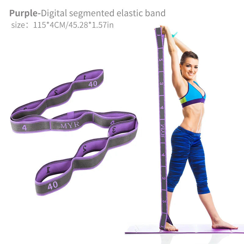 Elastic Yoga Stretching Strap With Loops For Ballet And Pilates