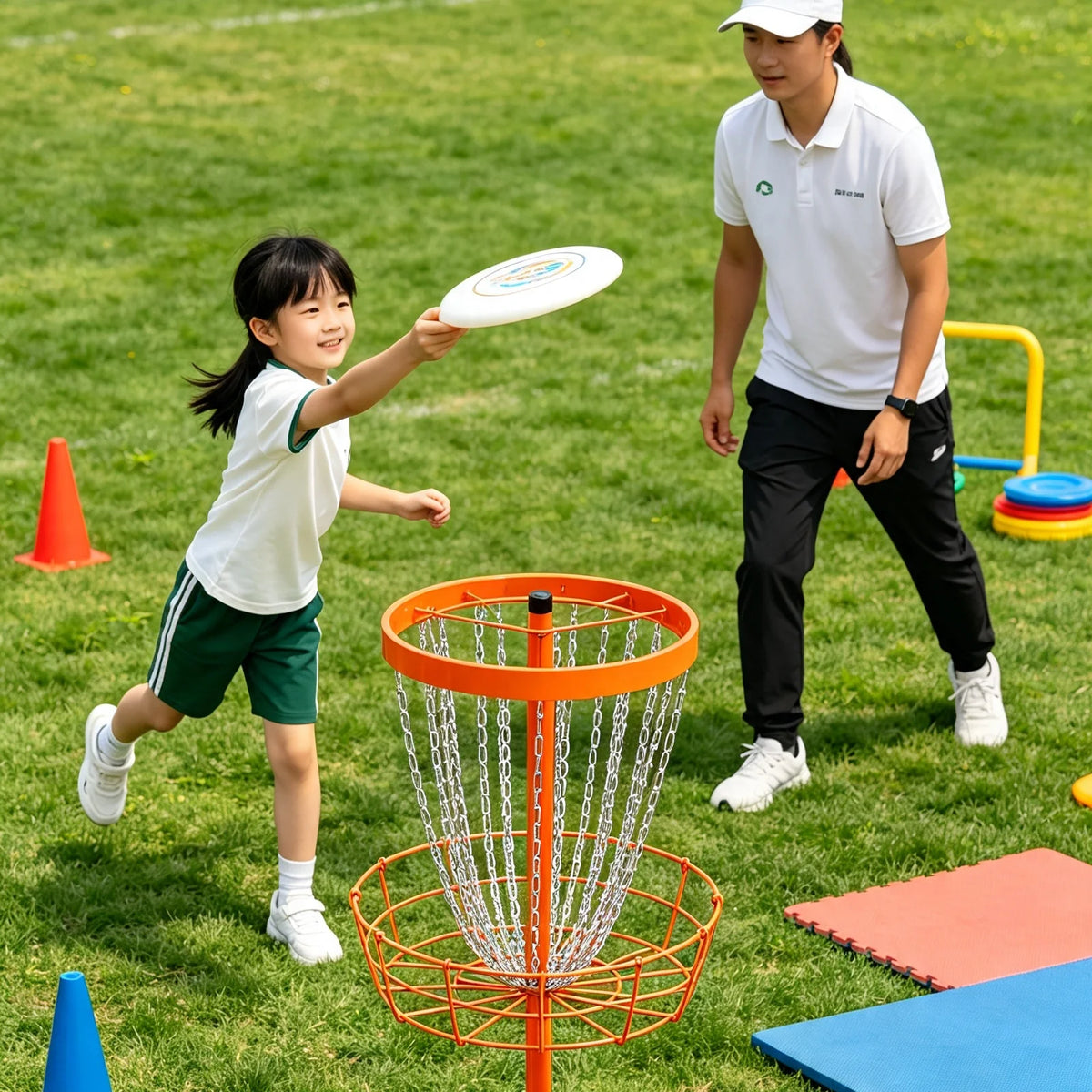 Portable Disc Golf Target With Safety Chain For Outdoor Practice