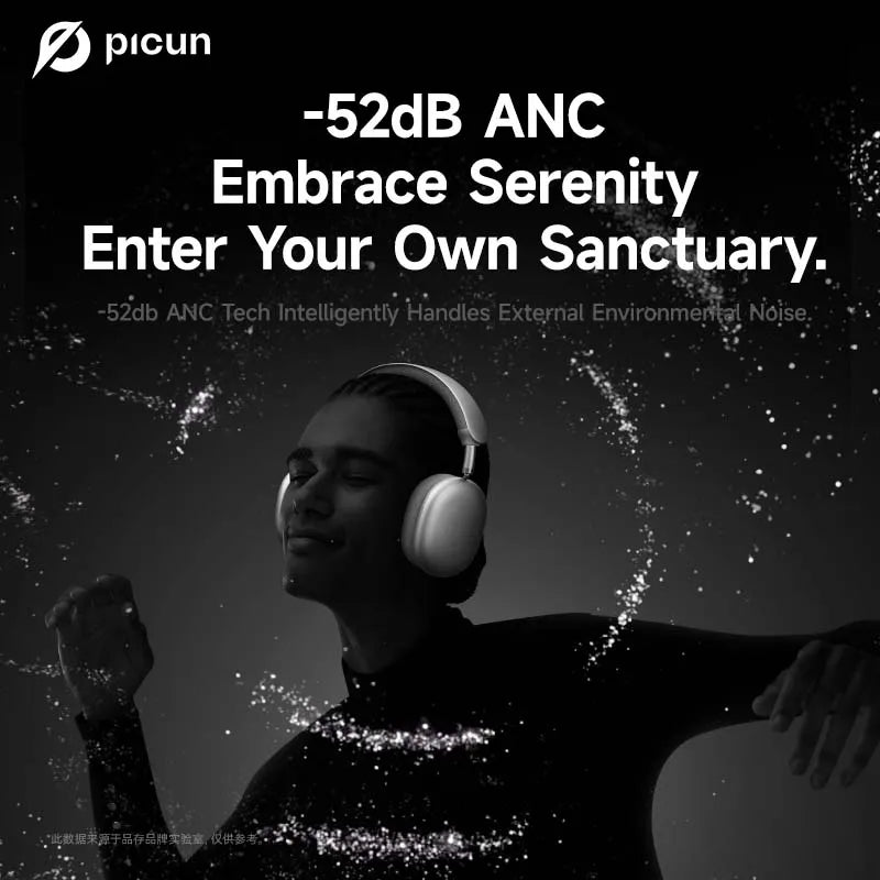 Picun Wireless Headphones With Active Noise Cancellation And Bluetooth Audio