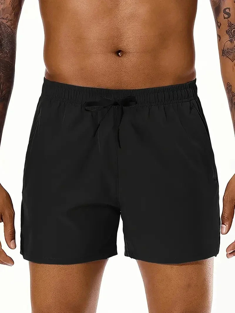 Men's Summer Beach Shorts Elastic Waist Pockets Lightweight Polyester