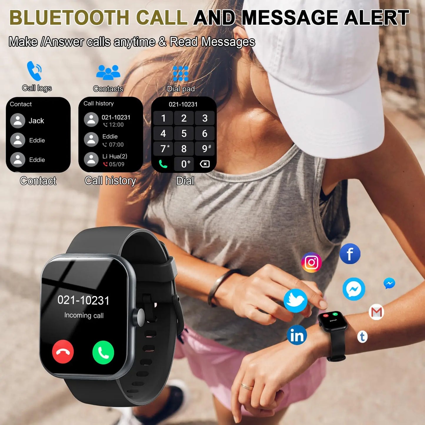 Nerunsa Smart Watch With Call Function Fitness Tracker Sleep Monitor IP68