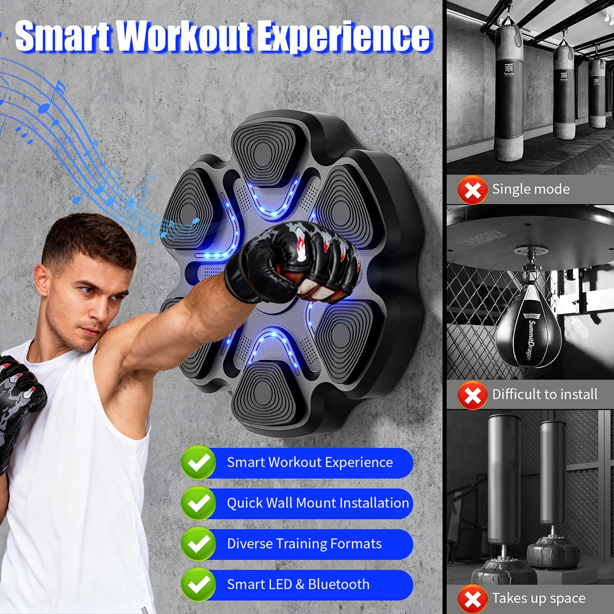 Music Boxing Machine With Smart Bluetooth Training Gloves For Home