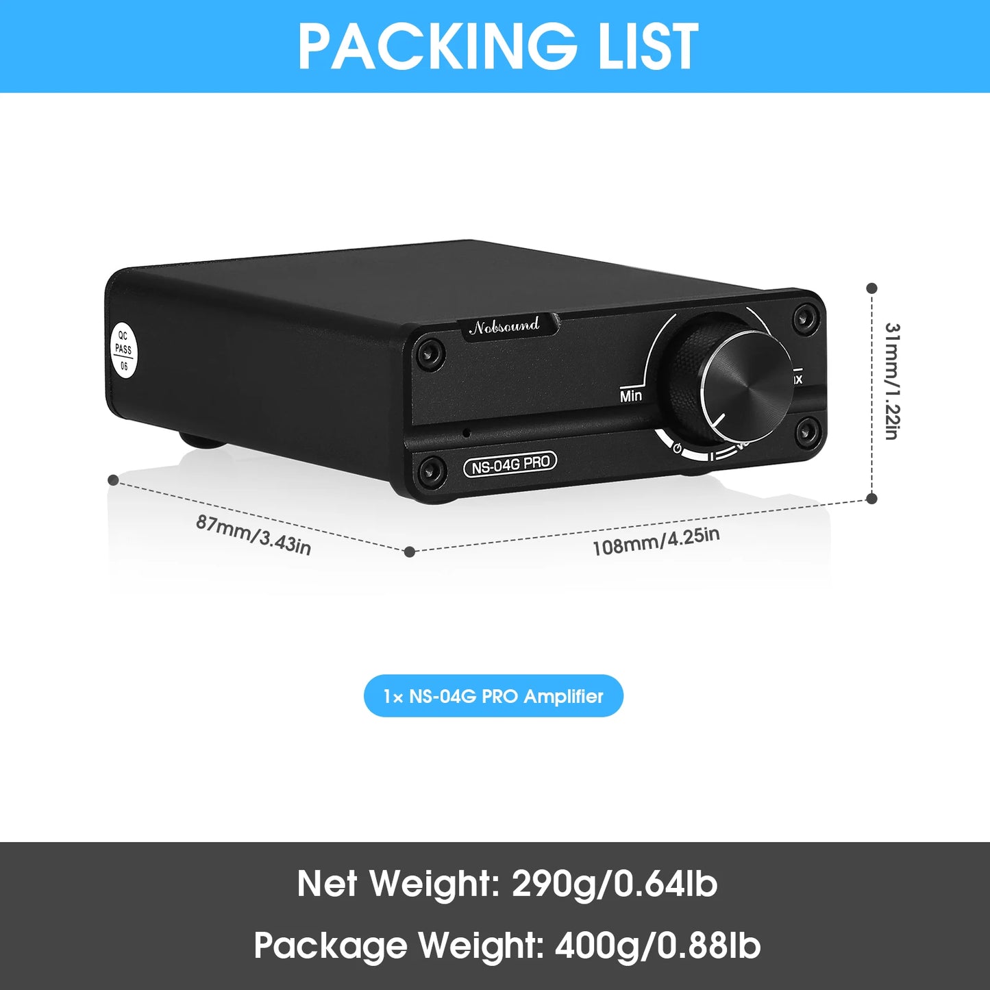 Douk Audio NS-04G PRO Class D HiFi Stereo Power Amplifier