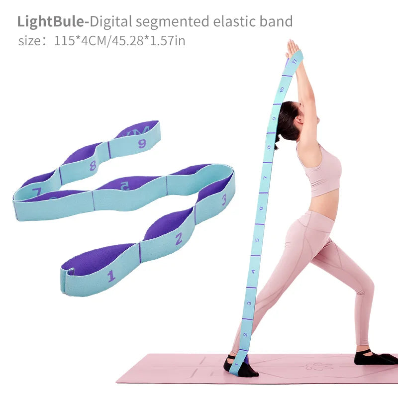 Elastic Yoga Stretching Strap With Loops For Ballet And Pilates