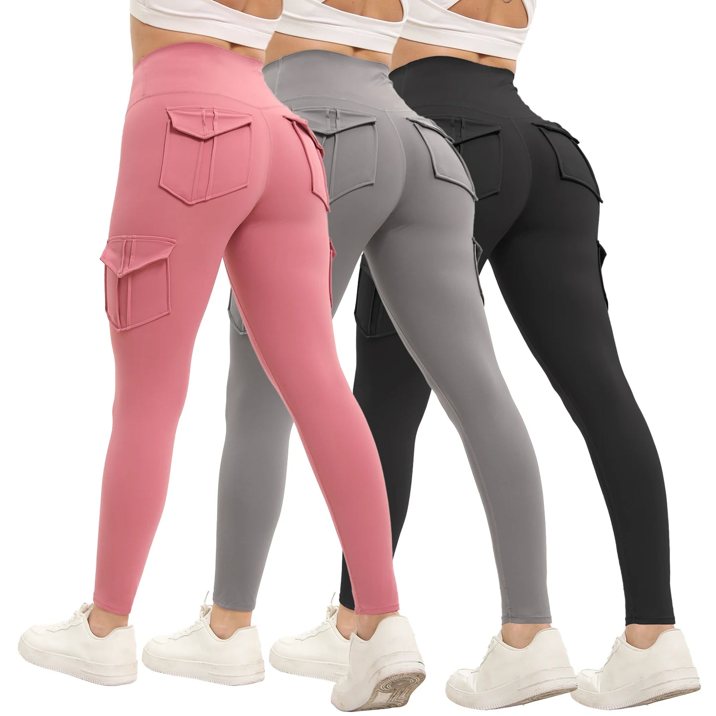 Women's High Waisted Leggings With Pockets Nylon Elastane