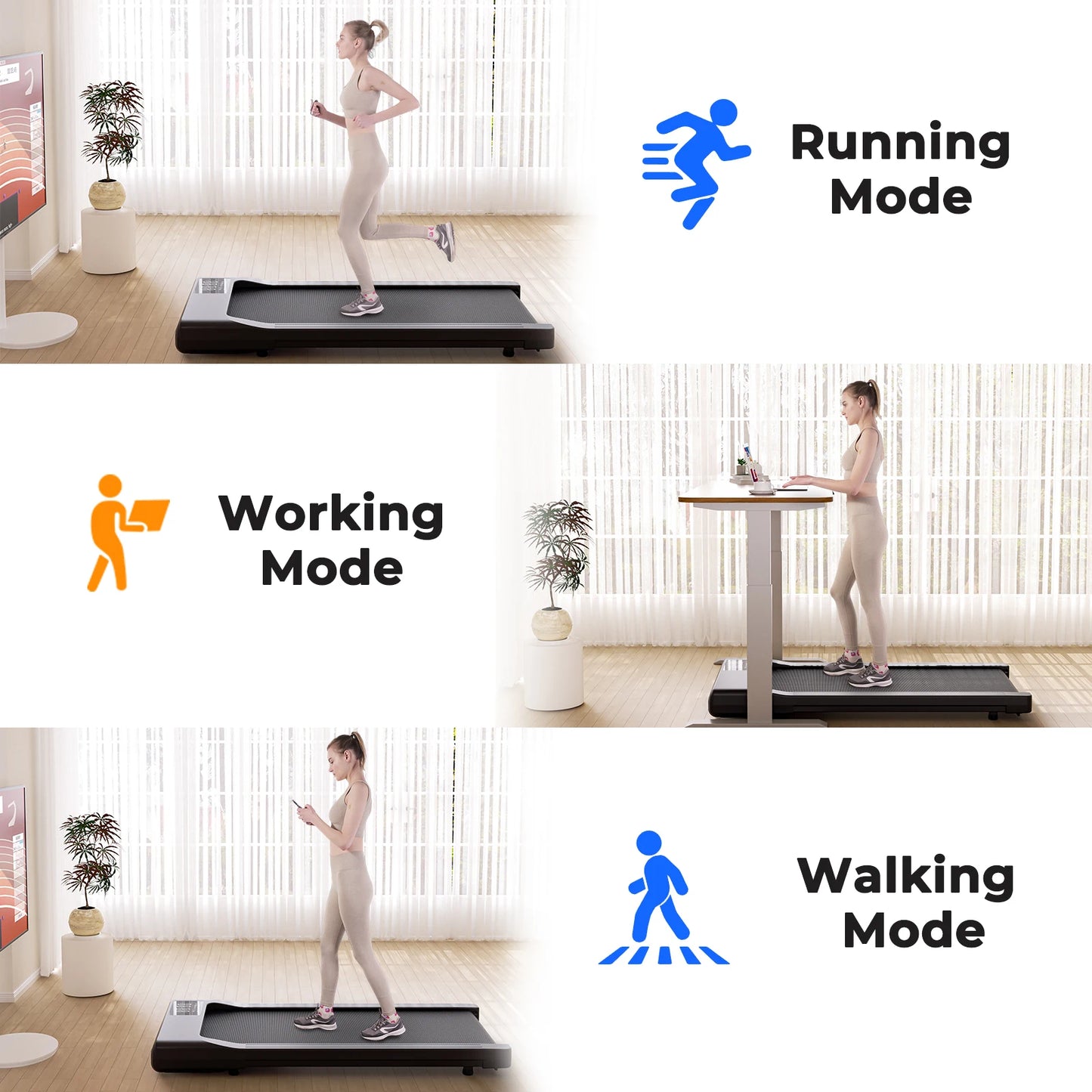 Superun 2in1 Treadmill for Home Office With Remote LCD Display