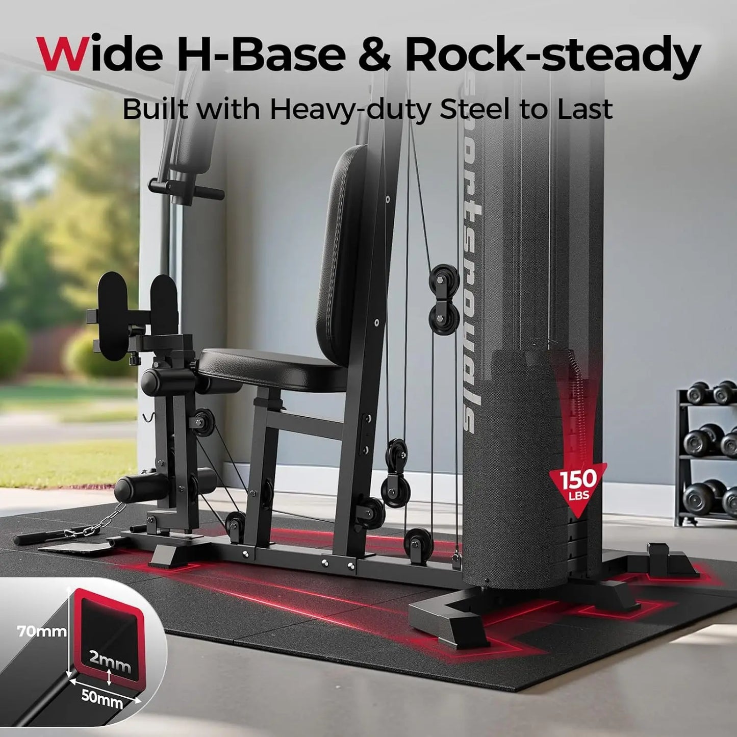 FED Fitness Home Gym With 150 Lb Weight Stack And Pulley System