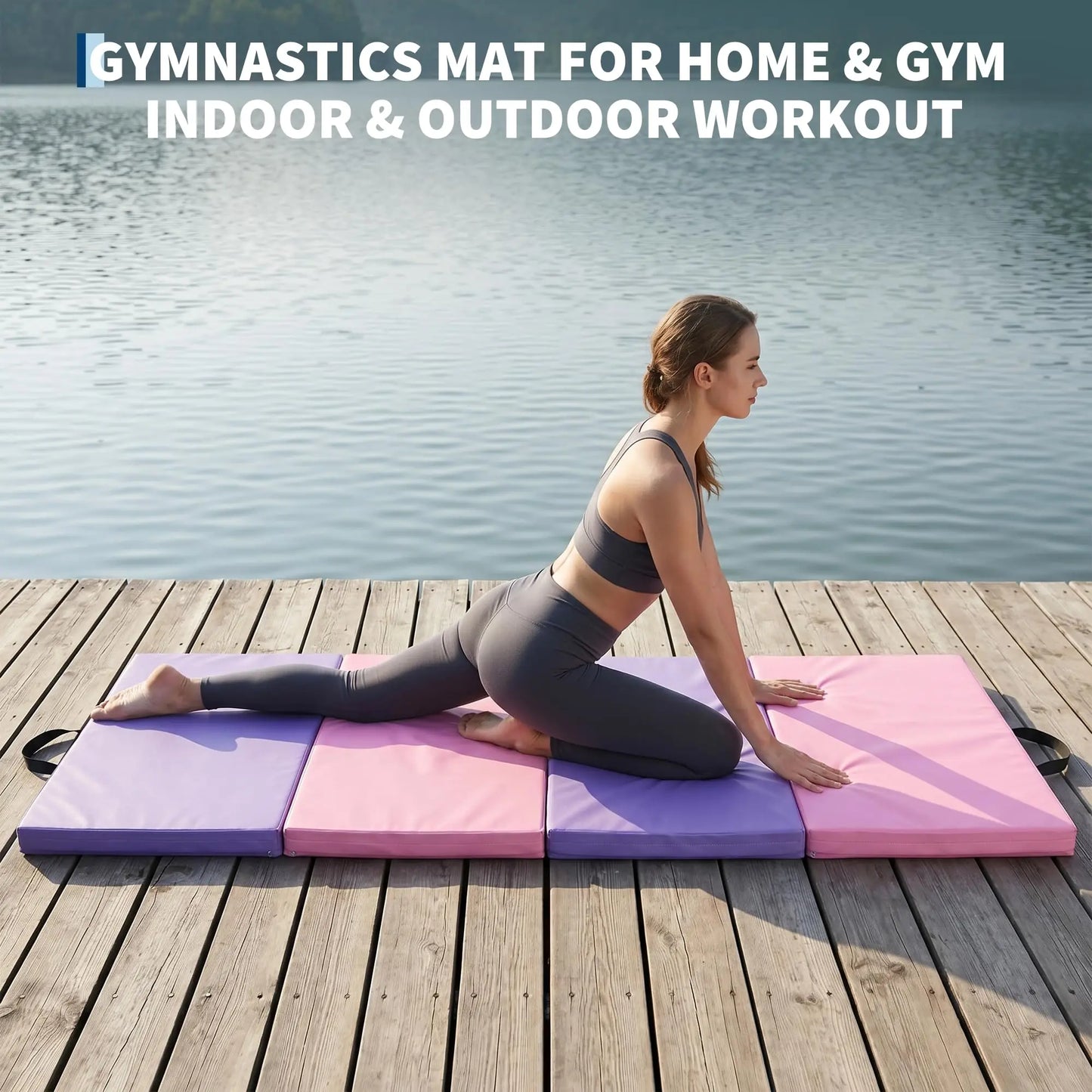 HiMISS 4-Fold Gymnastics Mat For Home Gym Yoga And Pilates