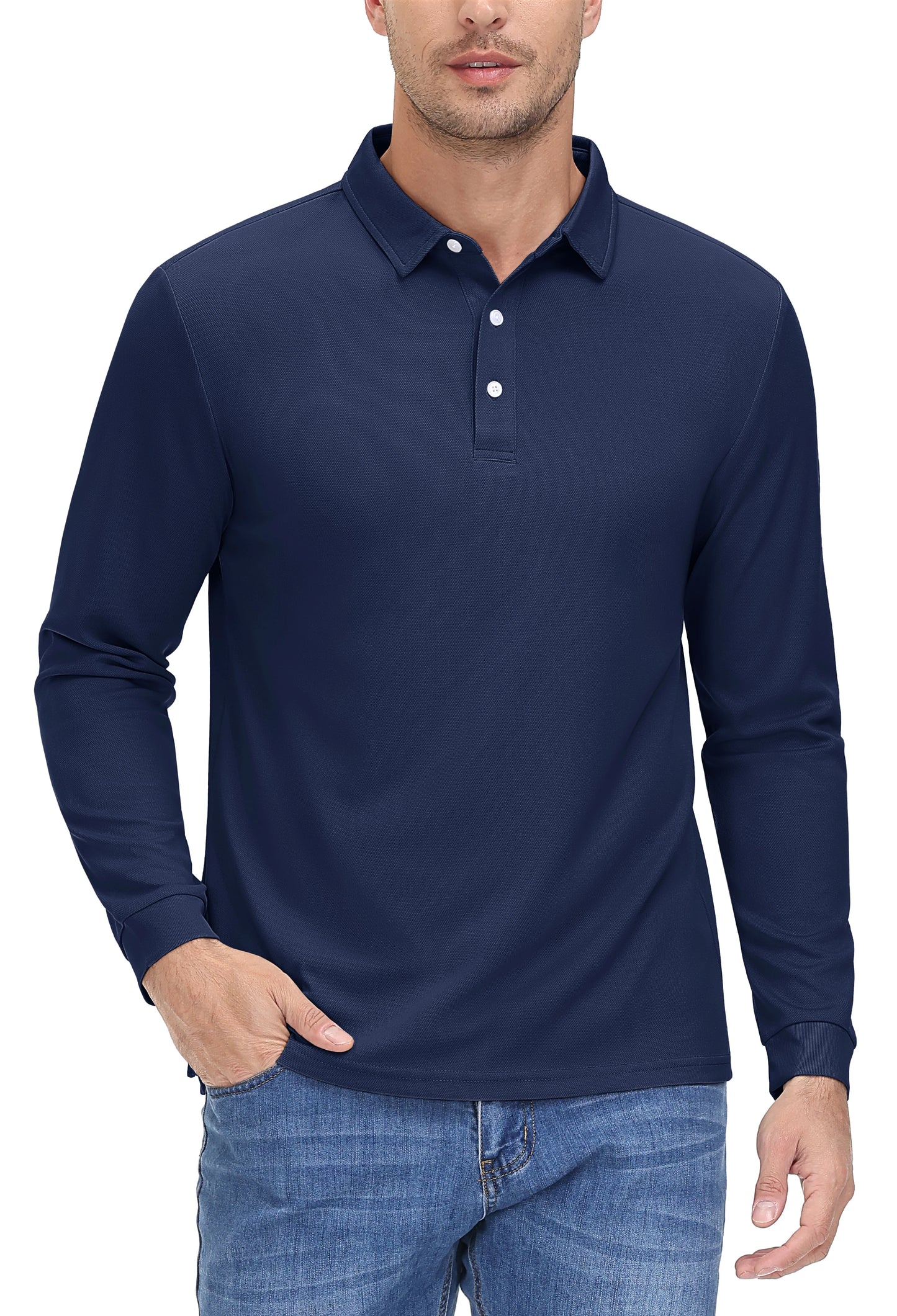 Men's Quick Dry Golf Polo Shirt Breathable Long Sleeve
