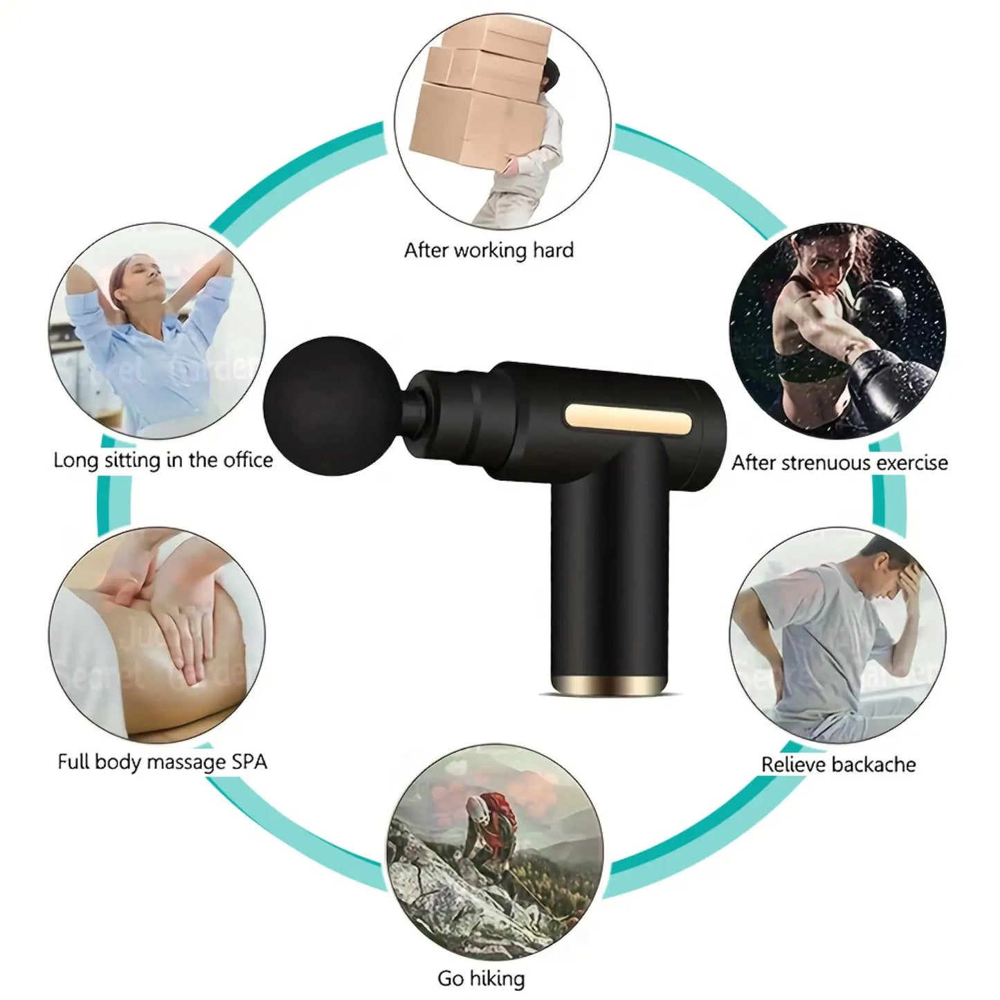 Mini Portable Fascia Gun Percussion Massager USB Charging 6 Levels