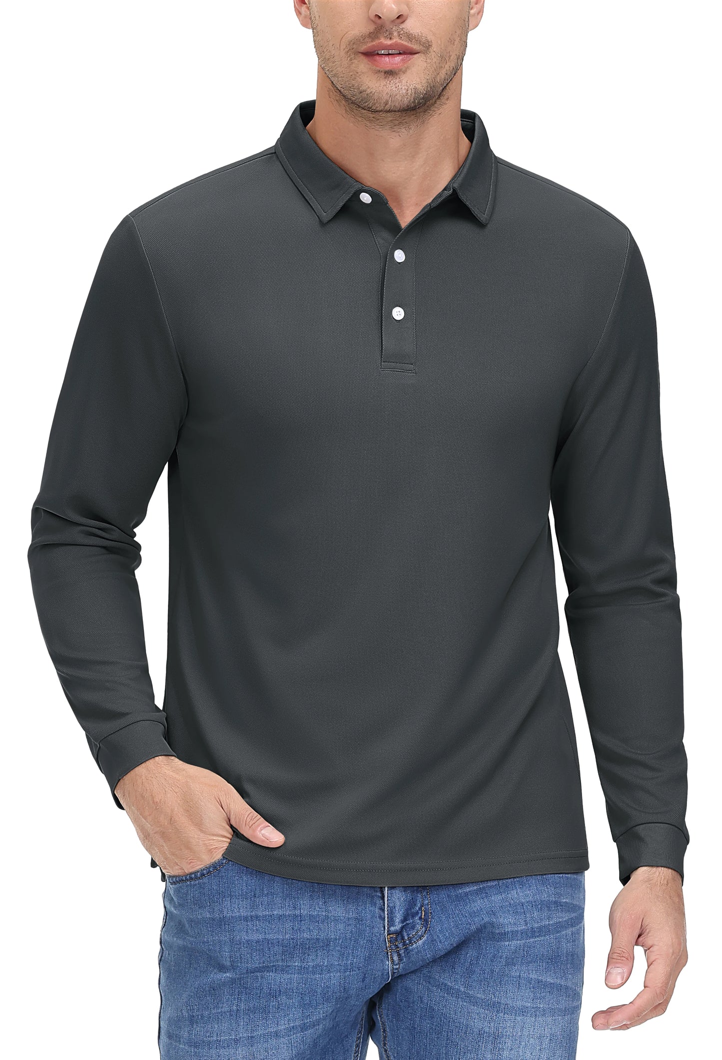 Men's Quick Dry Golf Polo Shirt Breathable Long Sleeve
