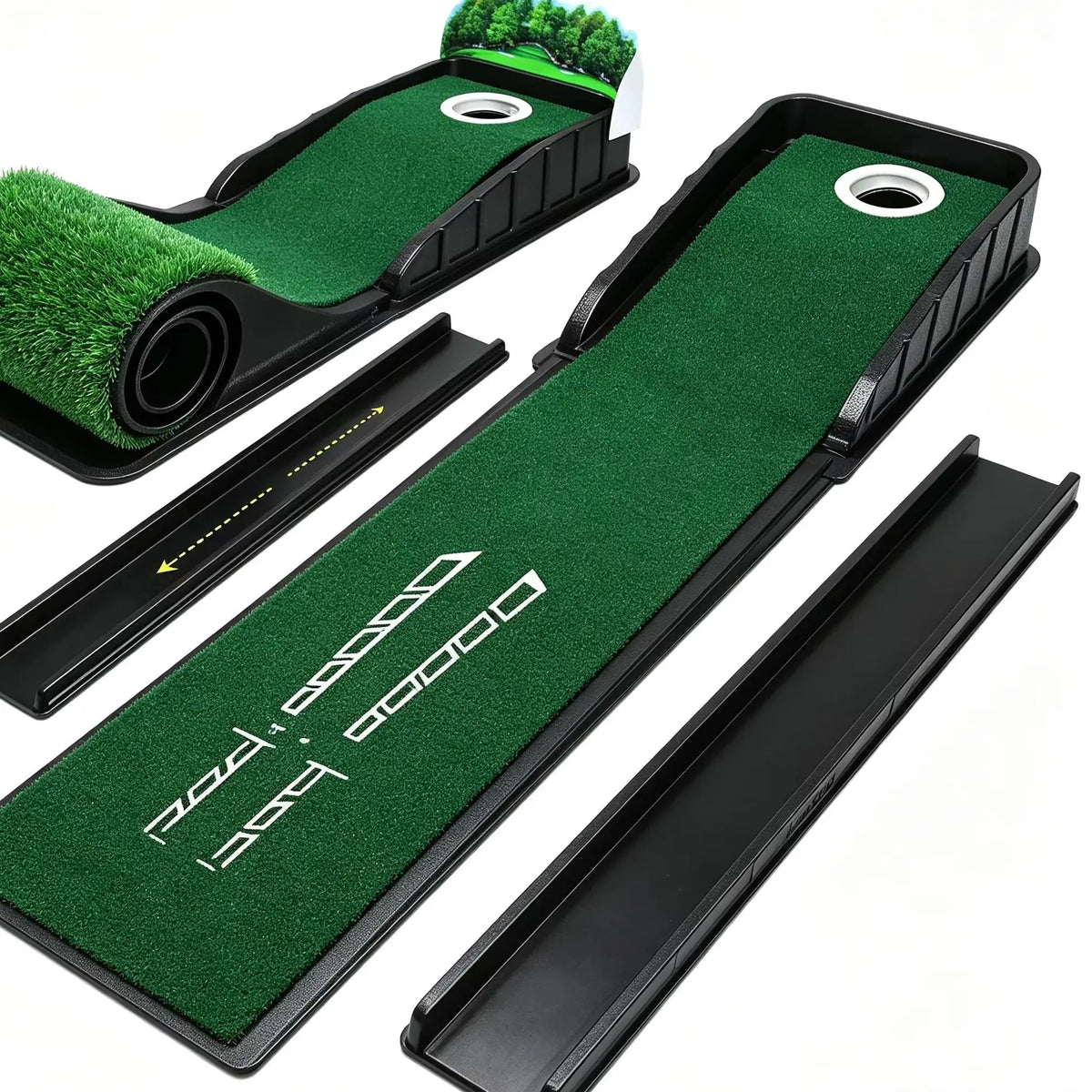 Portable Golf Practice Mat With Automatic Ball Return System
