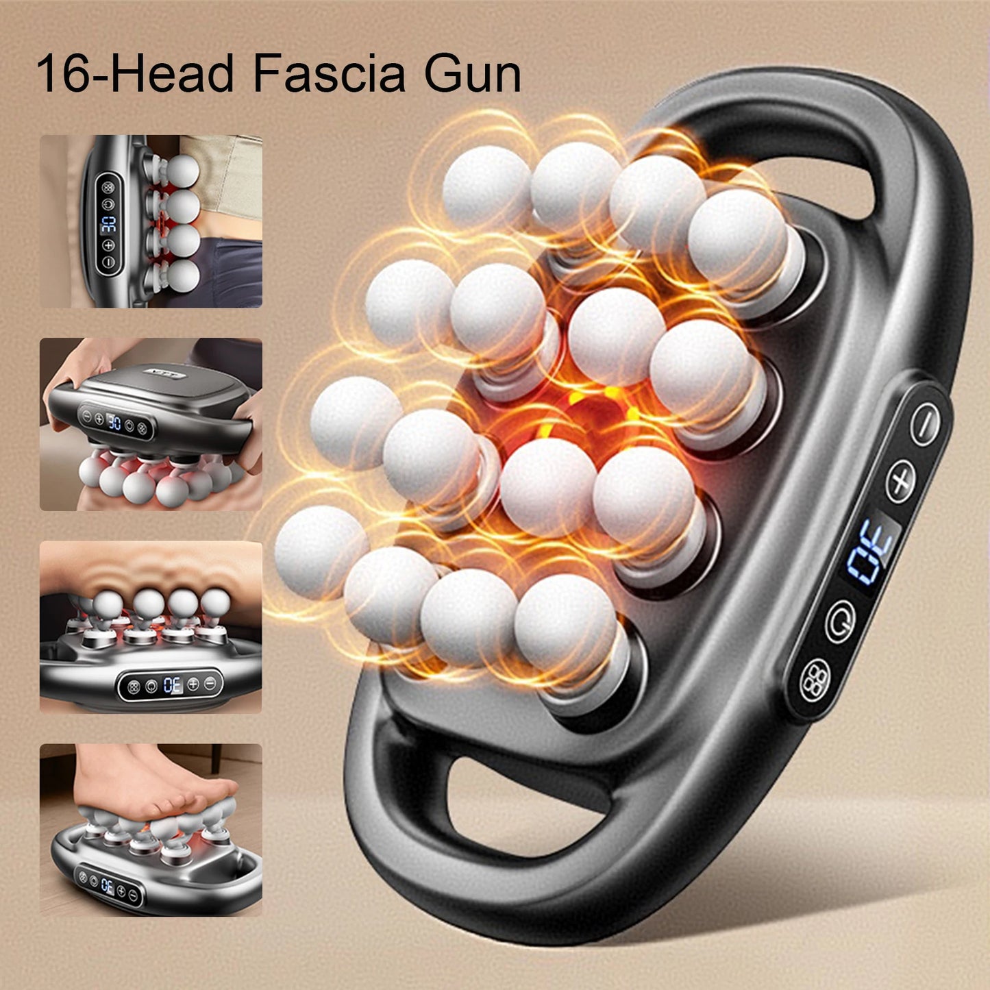 Foreverlily 16-Head Fascia Gun High Frequency Massage For Back And Shoulders