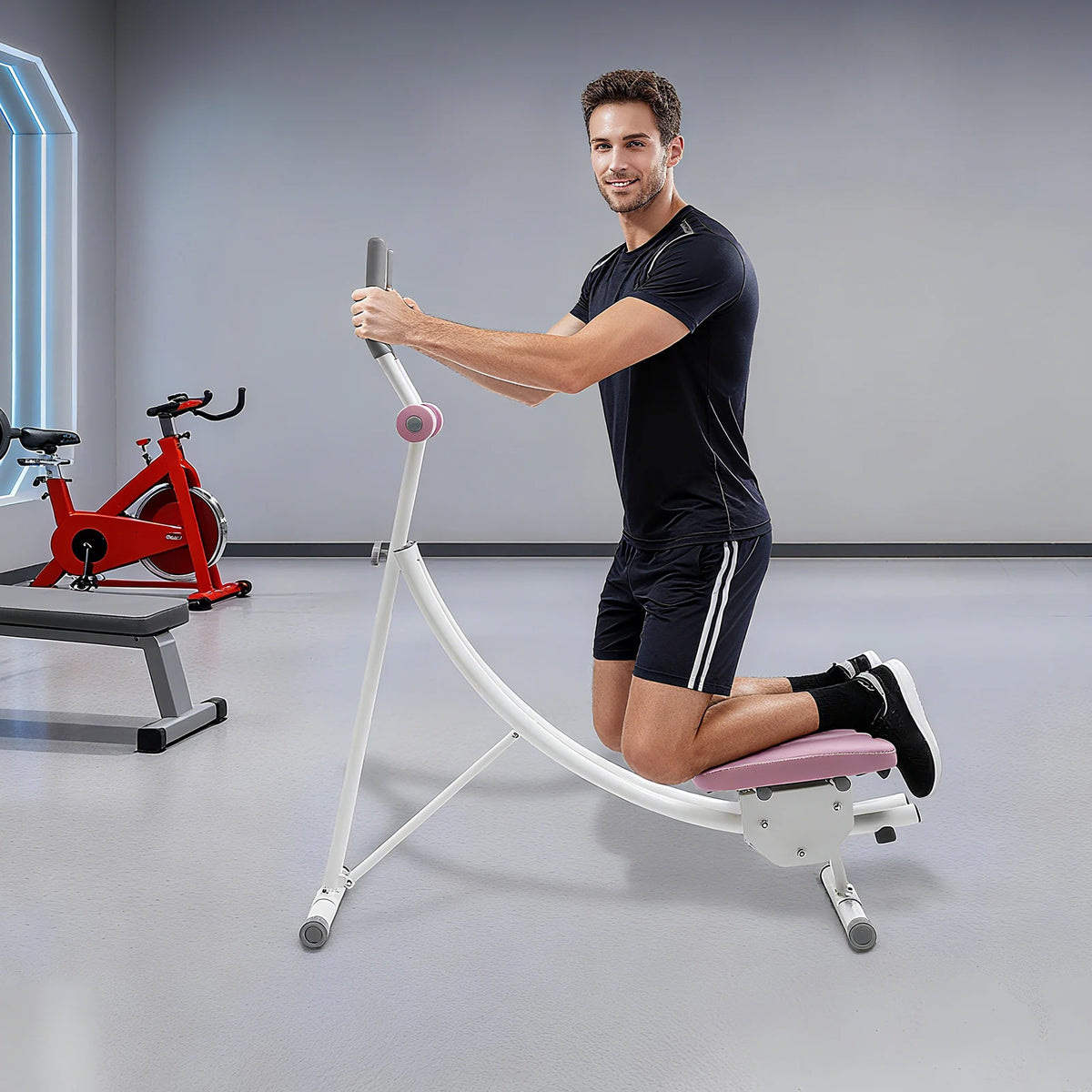 Adjustable Foldable Ab Crunch Trainer Machine for Home Gym Workouts