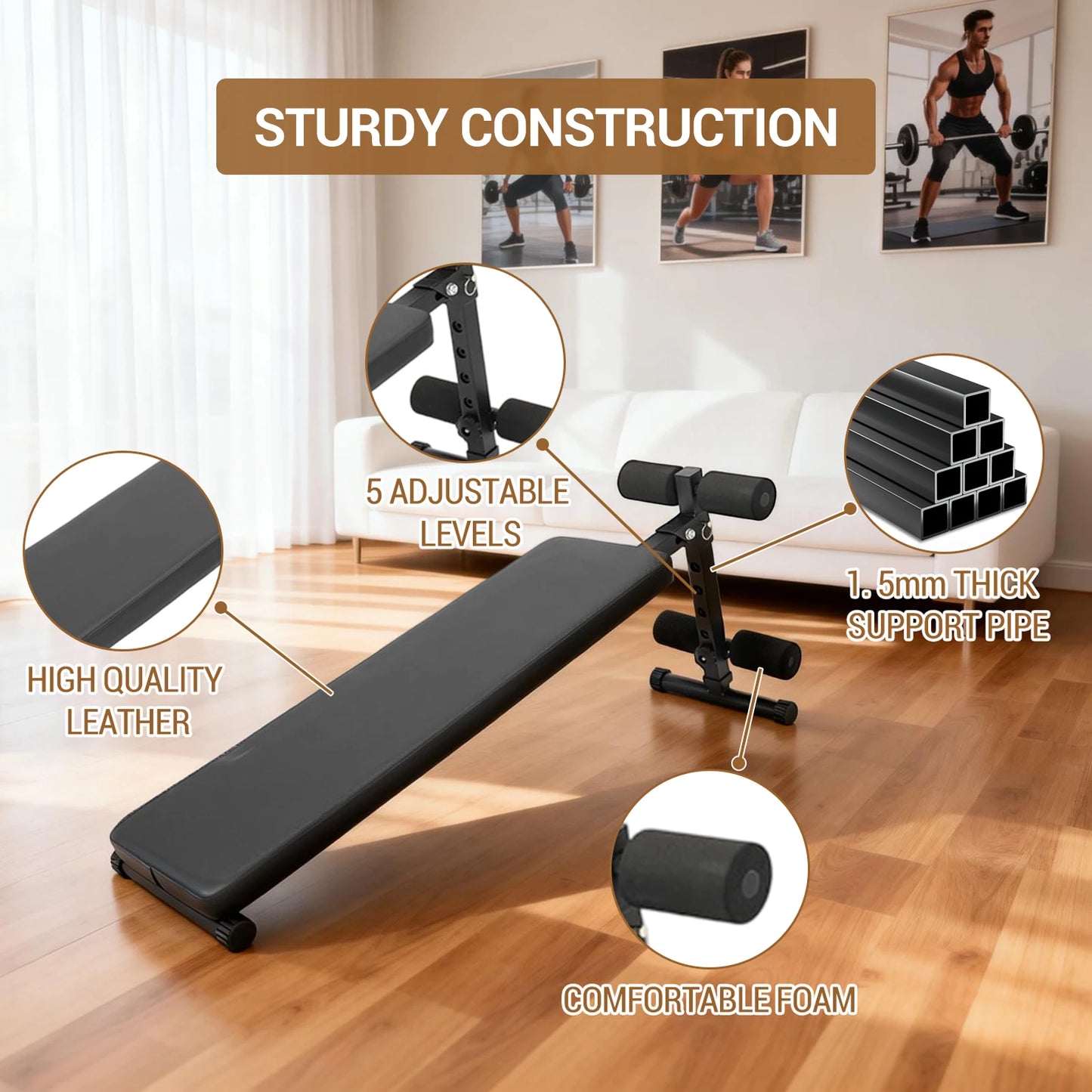 HiMISS Sit Up Bench Folding Adjustable Workout Bench For Ab Exercise 220 LBS