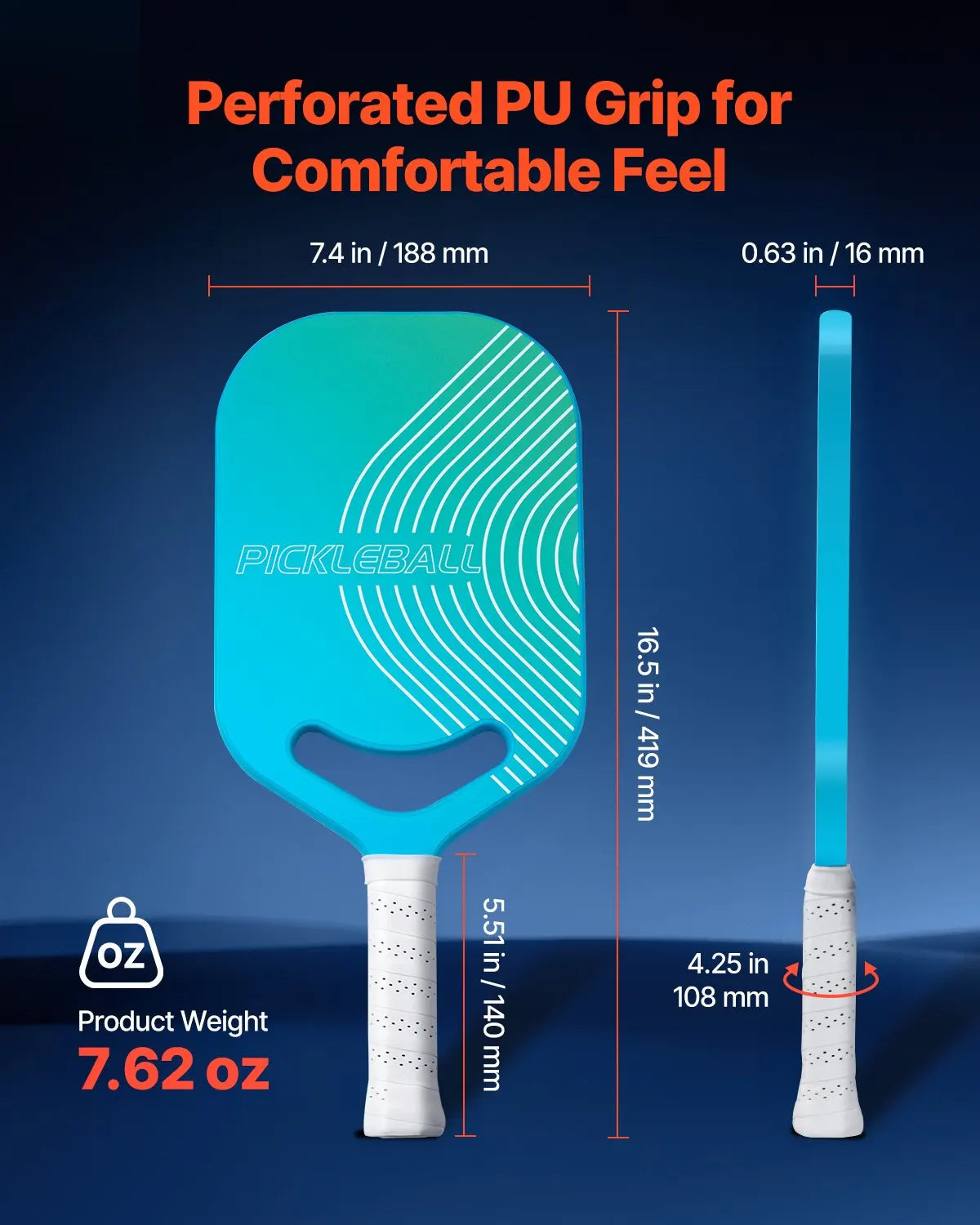 Carbon Fiber Pickleball Paddle With Aero Throat Honeycomb Core