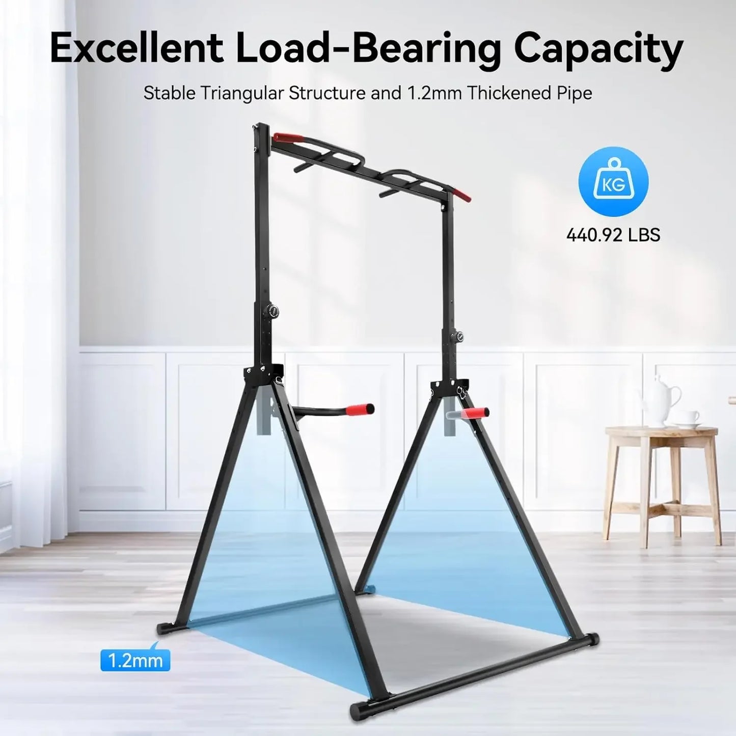 Pull Up Bar Dip Bar Power Tower Height Adjustable For Home Gym Free Standing