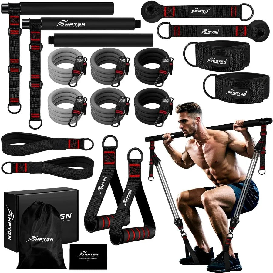 Pilates Bar Kit With Resistance Bands Heavy Duty Multifunctional Equipment