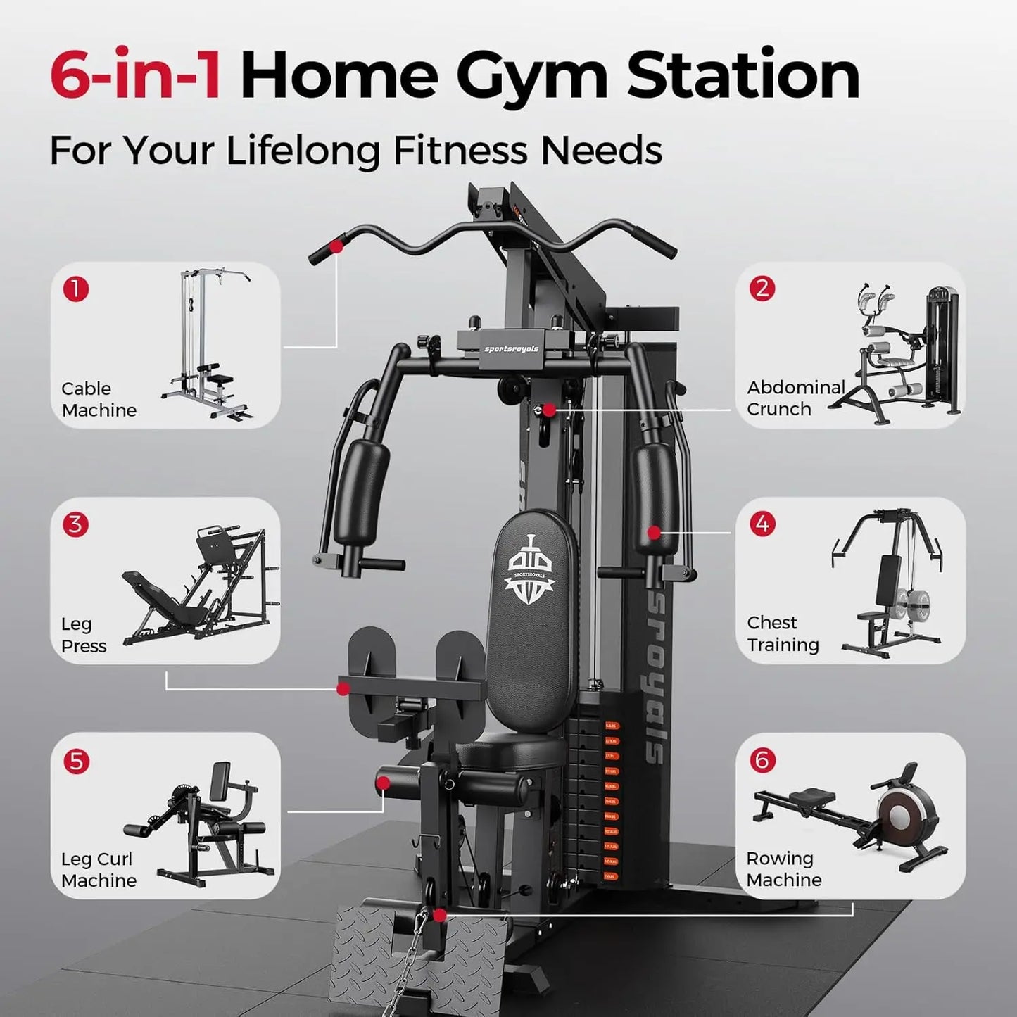 FED Fitness Home Gym With 150 Lb Weight Stack And Pulley System