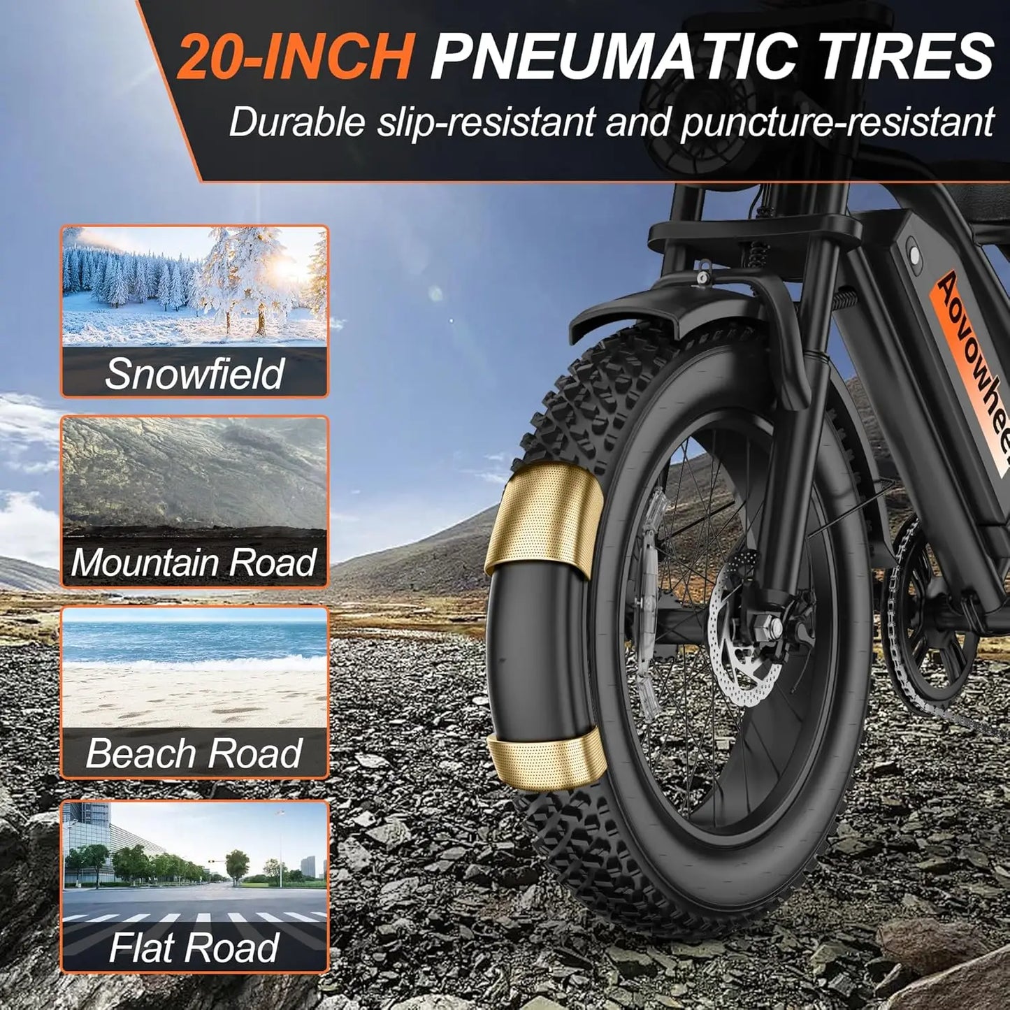 AOVOWHEEL AW2PRO Electric Fat Tire Bike 1500W Top Speed 31mph