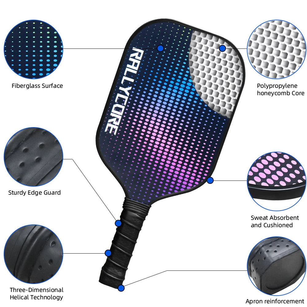 Fiber Glass Pickleball Paddles Set of 2 With Friction Surface