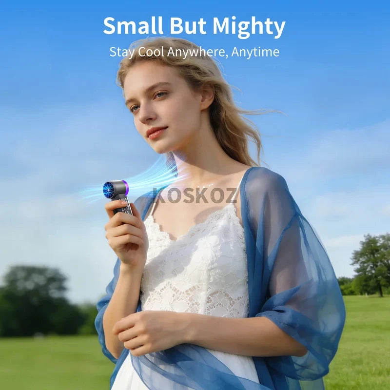 Koskoz Portable Handheld Mini Fan With LED Display 5 Speeds USB Rechargeable