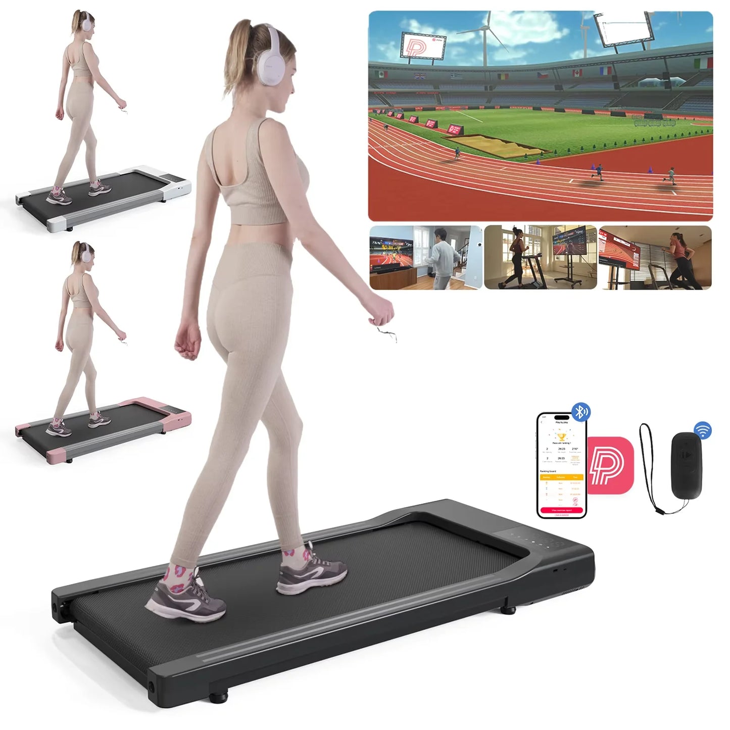 Superun 2in1 Treadmill for Home Office With Remote LCD Display