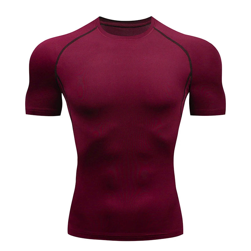 Men's Compression Shirt Short Sleeve Gym Top for Workout Fitness