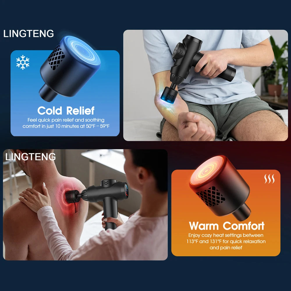 LINGTENG Massage Gun With Heat Cold Therapy 7 Heads