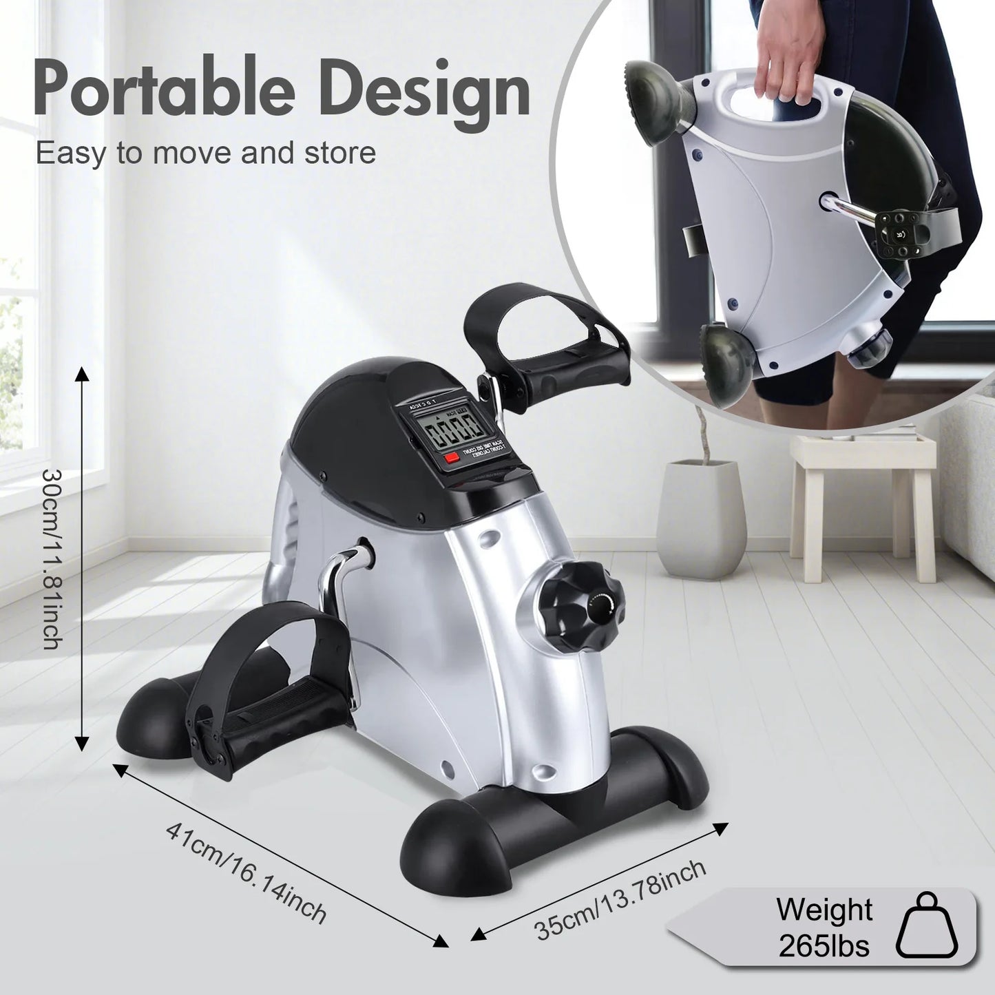 Under Desk Pedal Exerciser With LCD Display For Leg Arm Knee Therapy
