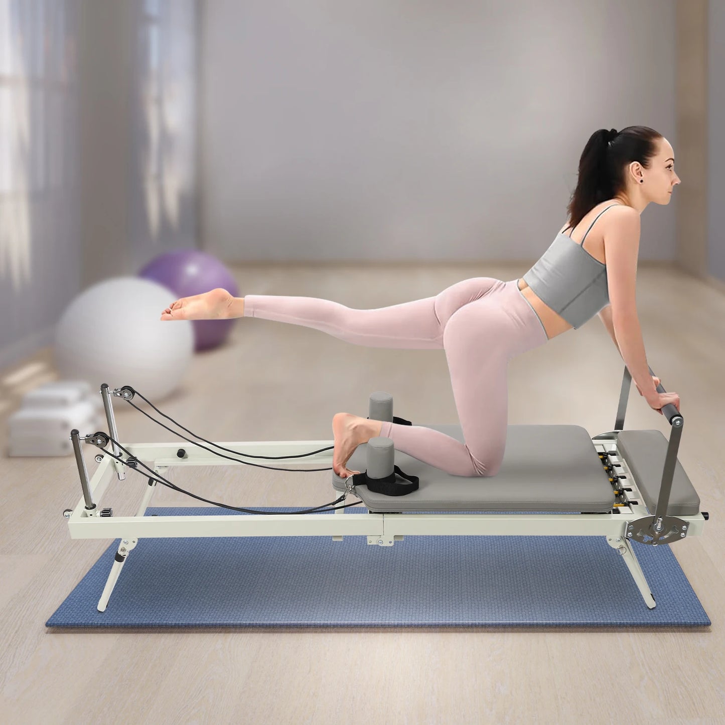 Foldable Pilates Reformer Machine for Home Gym and Yoga Fitness