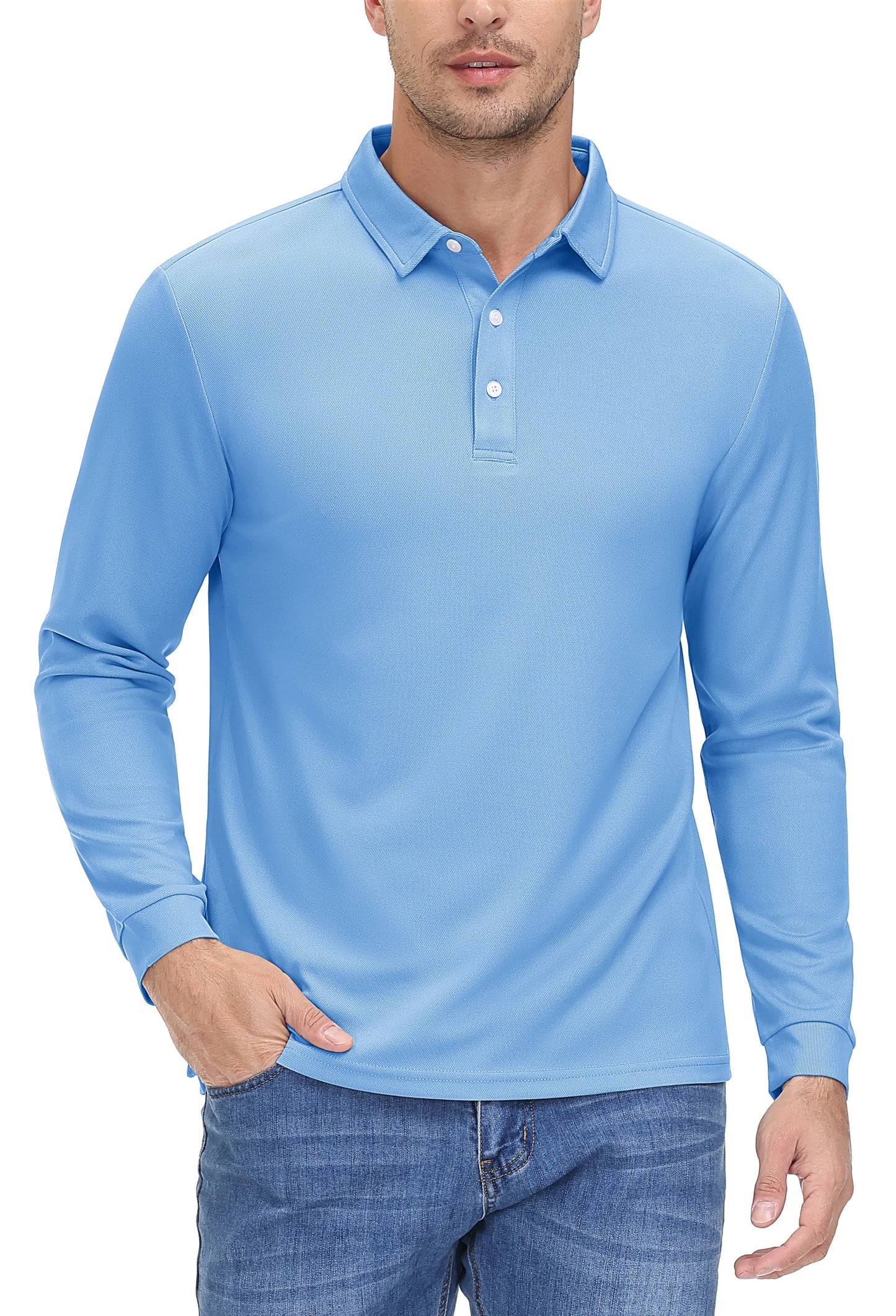 Men's Quick Dry Golf Polo Shirt Breathable Long Sleeve