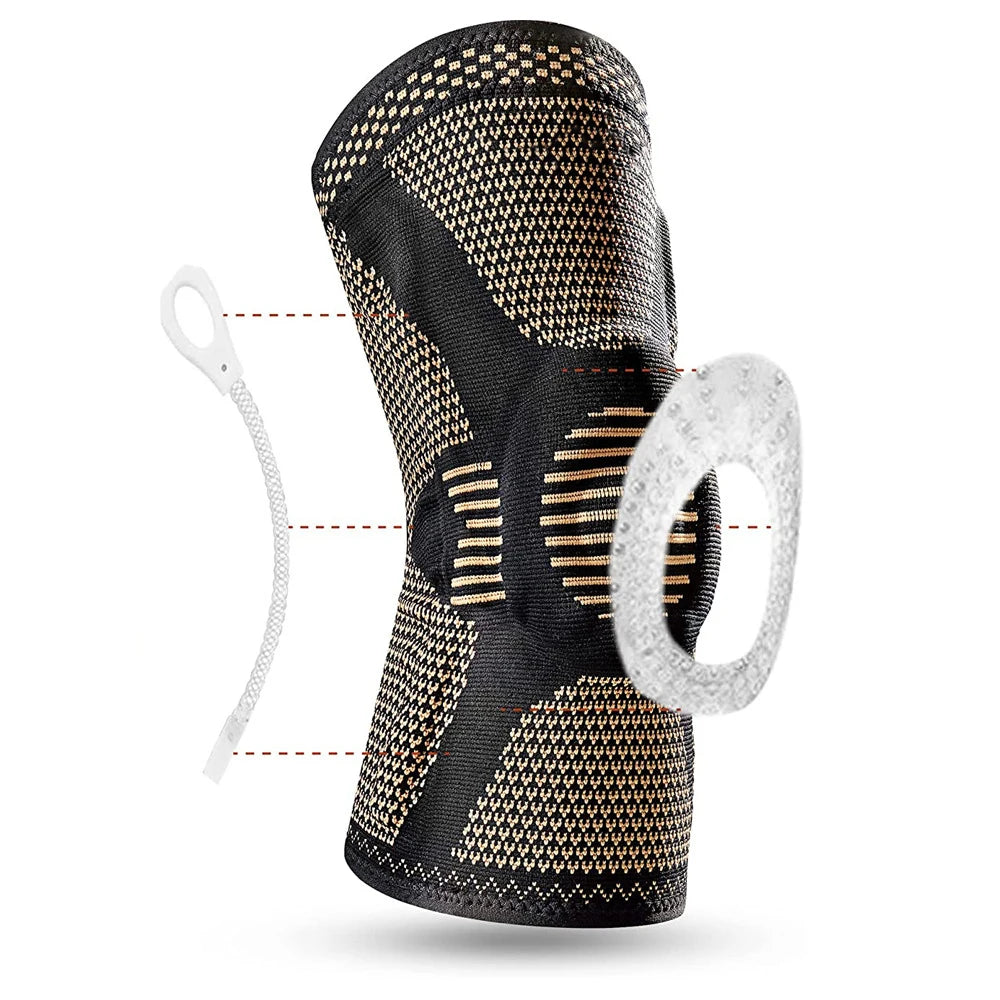 Orthopedic Knee Pad Support Adjustable Sport Brace Copper Nylon