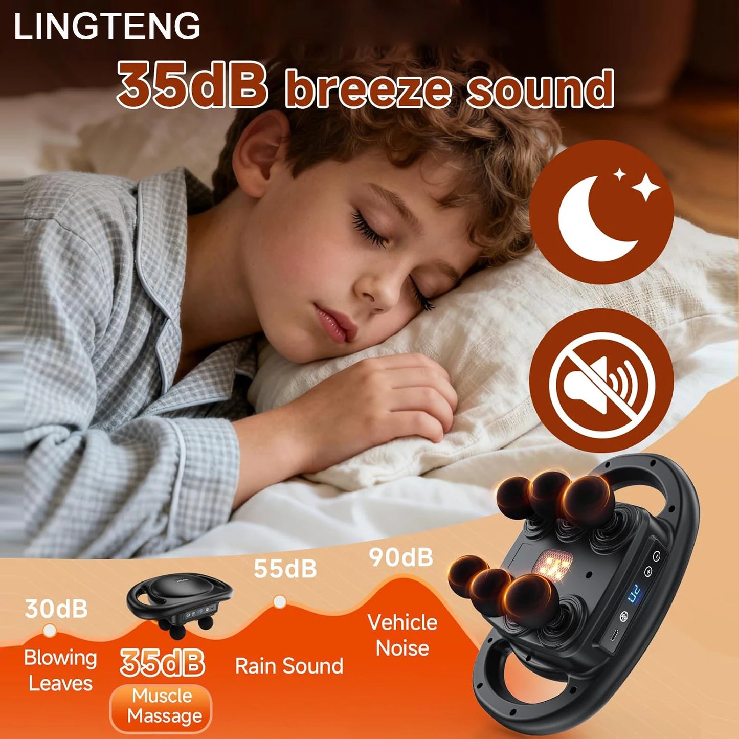 LingTeng Deep Tissue Massage Gun With 6 Heads 9 Levels