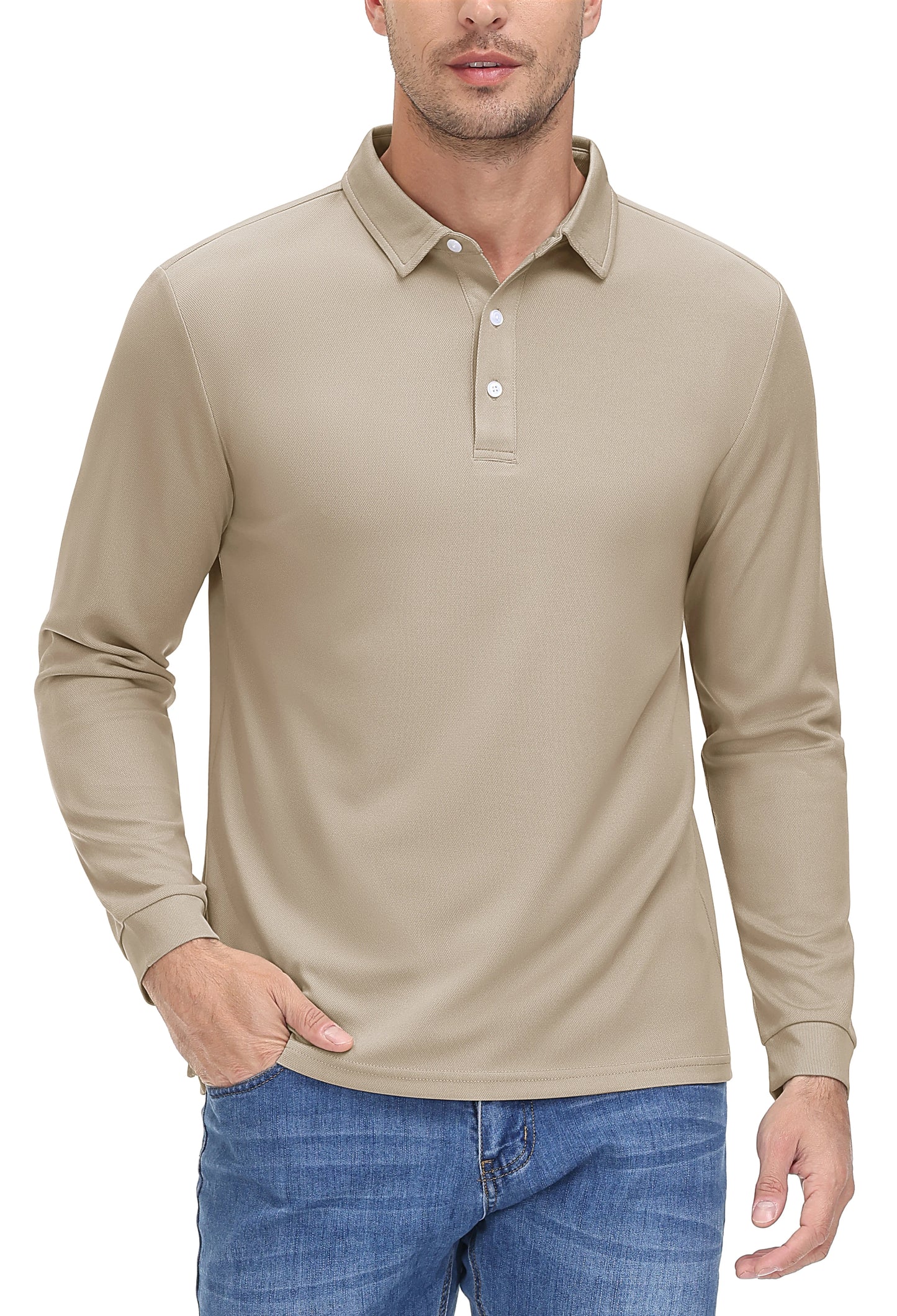 Men's Quick Dry Golf Polo Shirt Breathable Long Sleeve