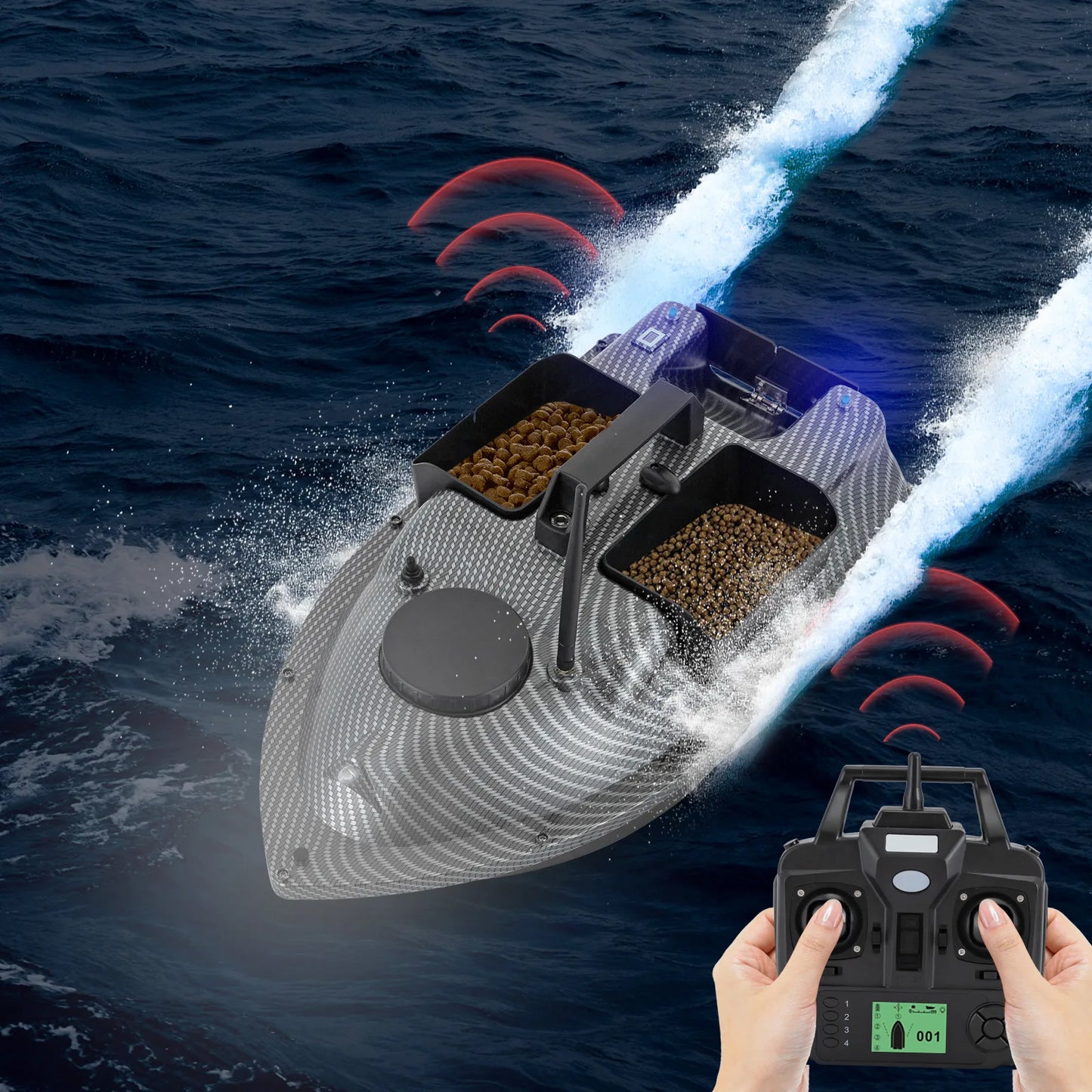Rechargeable GPS Fishing Bait Boat With 2 Batteries And 16 Positioning Points