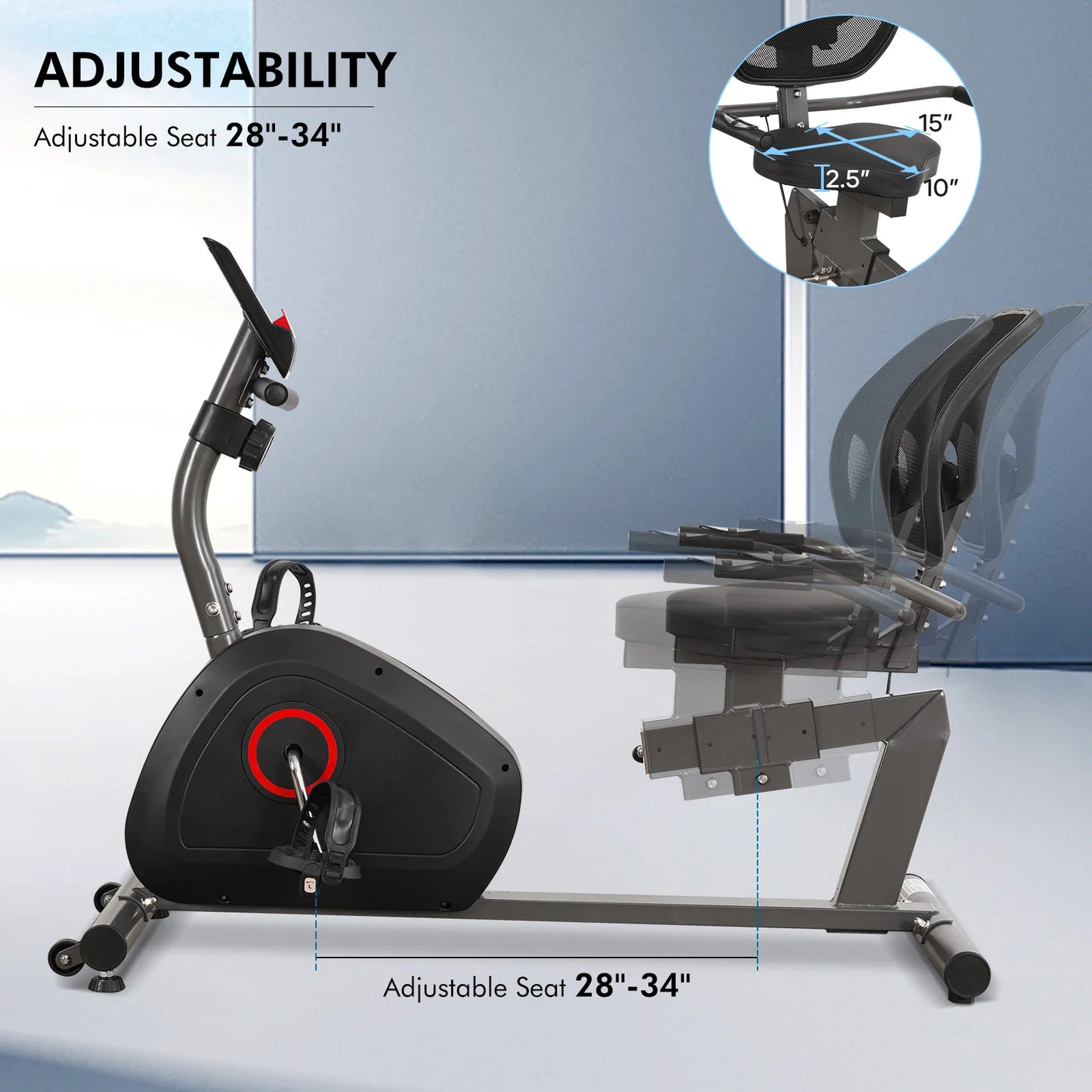 Recumbent Exercise Bike for Home 8 Level Resistance Heart Rate