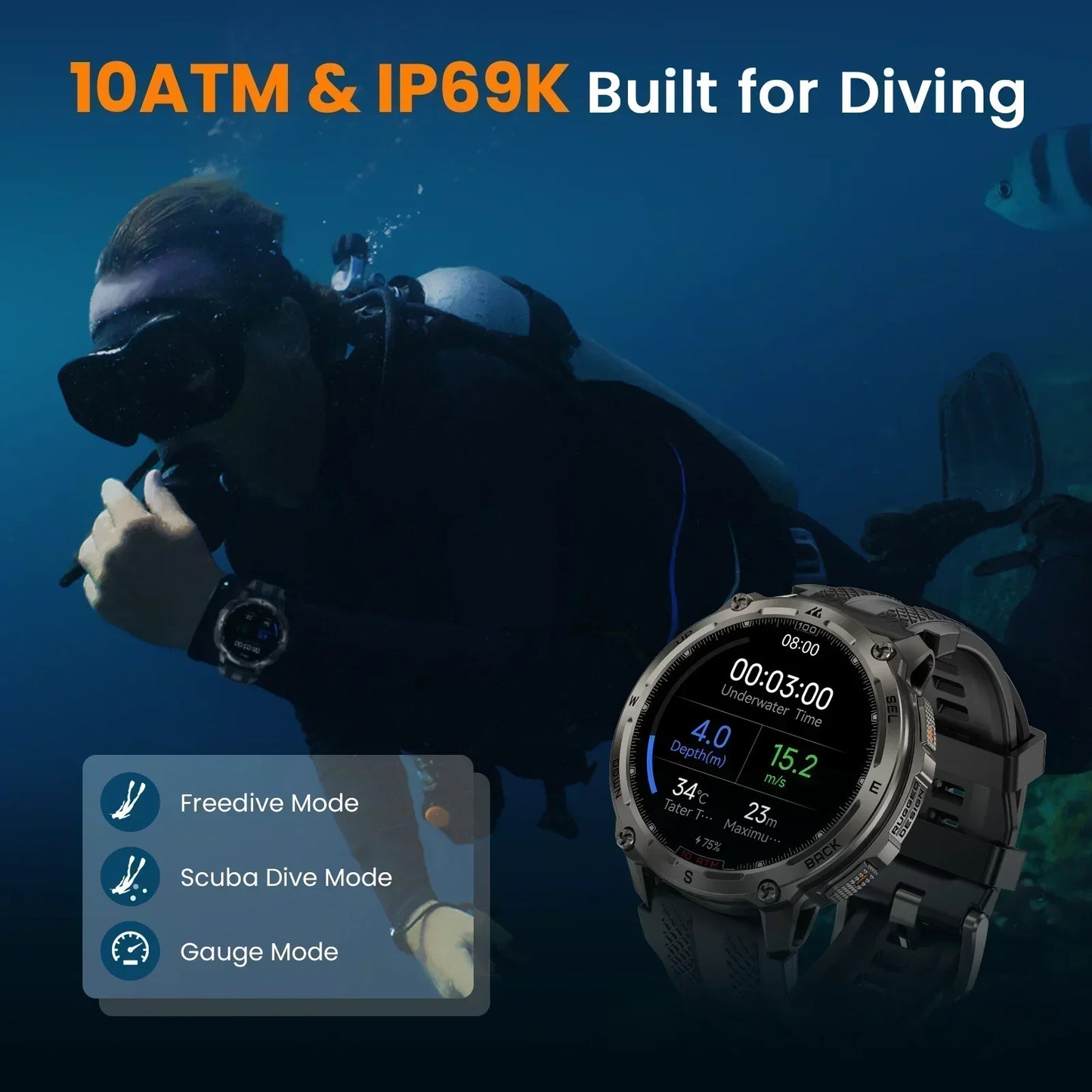 KOSPET Tank T4 Smart Watch For Men GPS Offline Maps 10ATM