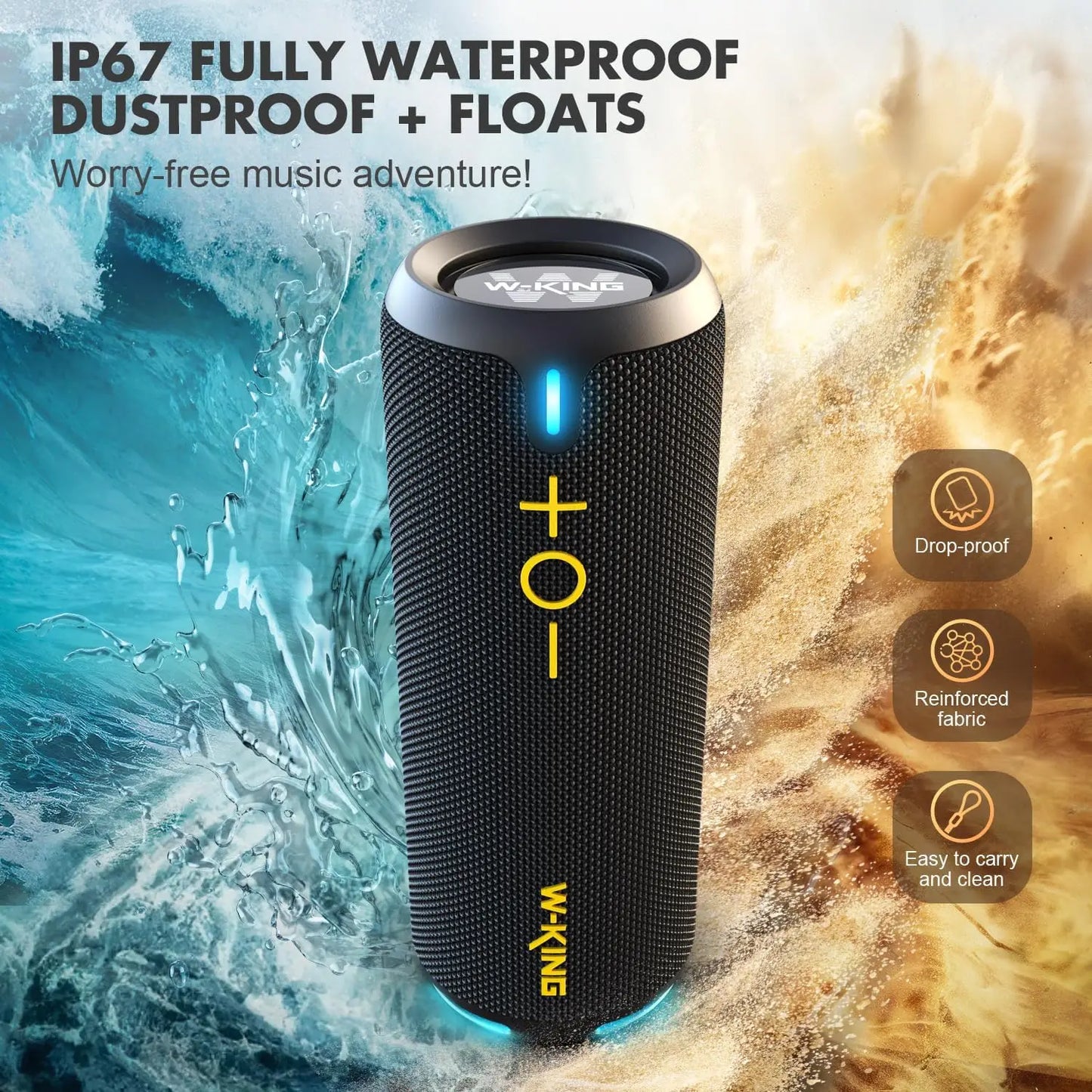 W-King D320 40W Portable Bluetooth Speaker With IP67 Waterproof Lights