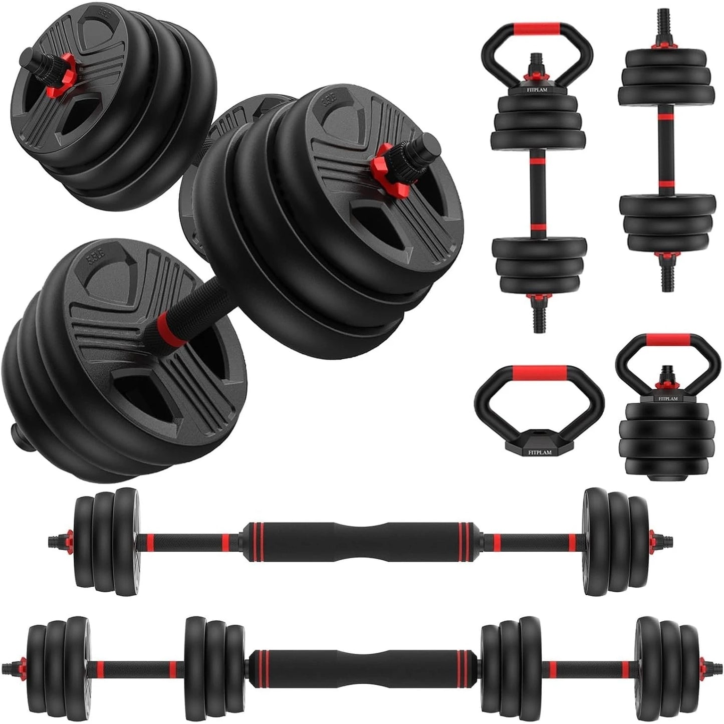 FED Fitness Adjustable 5 In 1 Dumbbell Barbell Kettlebell Stand