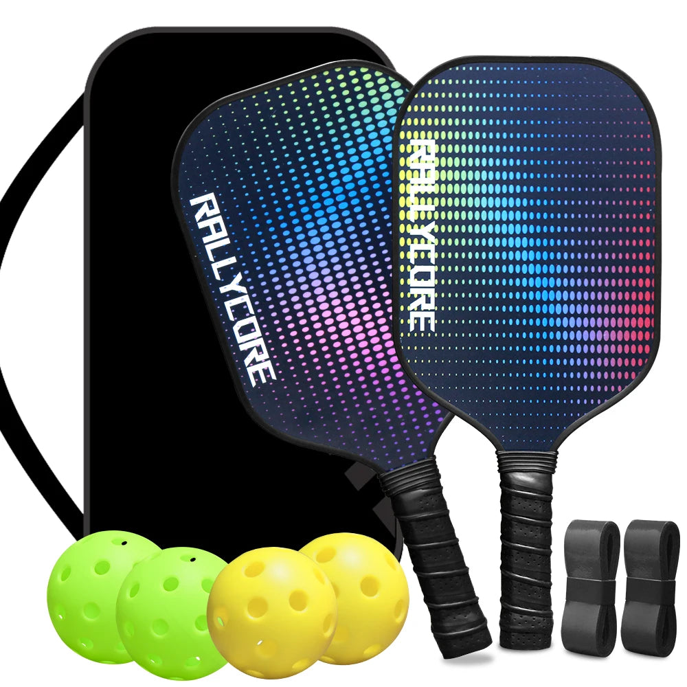 Fiber Glass Pickleball Paddles Set of 2 With Friction Surface