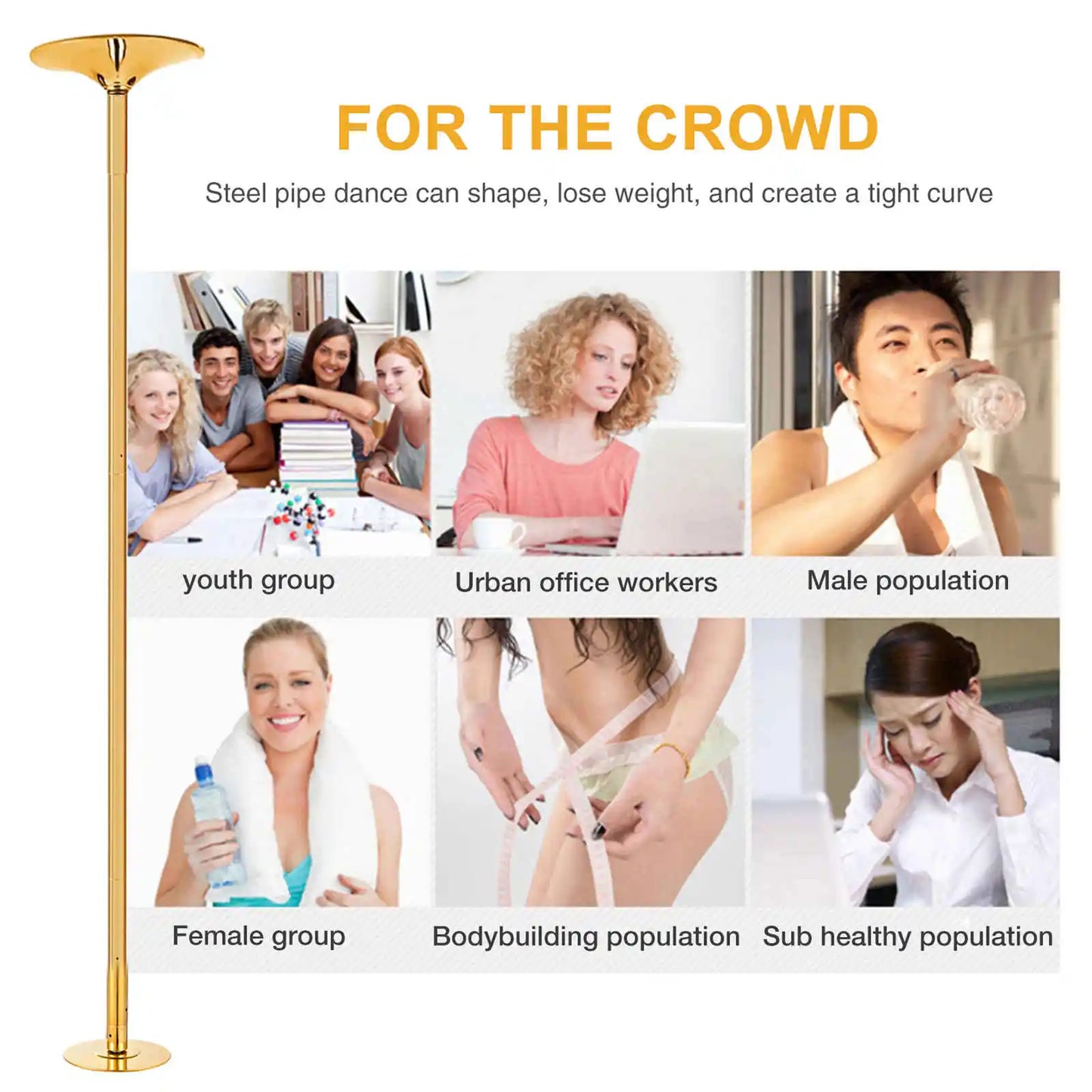 45mm Adjustable Dance Pole With Spinning And Static Modes Heavy Duty